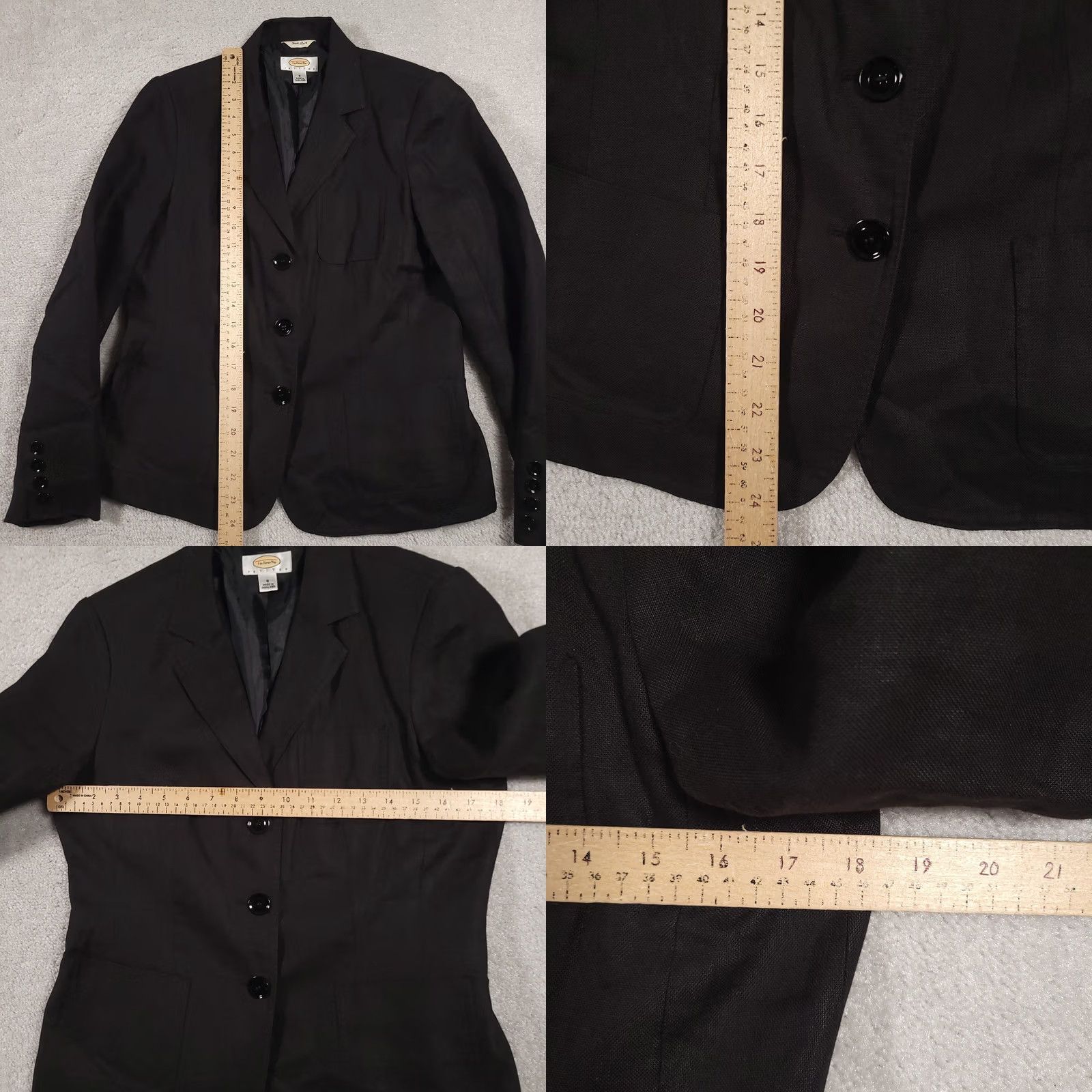 Talbots VINTAGE Talbots Blazer Womens 8 Black Linen Petite Button Front Career Jacket Pockets Size M / US 6-8 / IT 42-44 - 8 Thumbnail