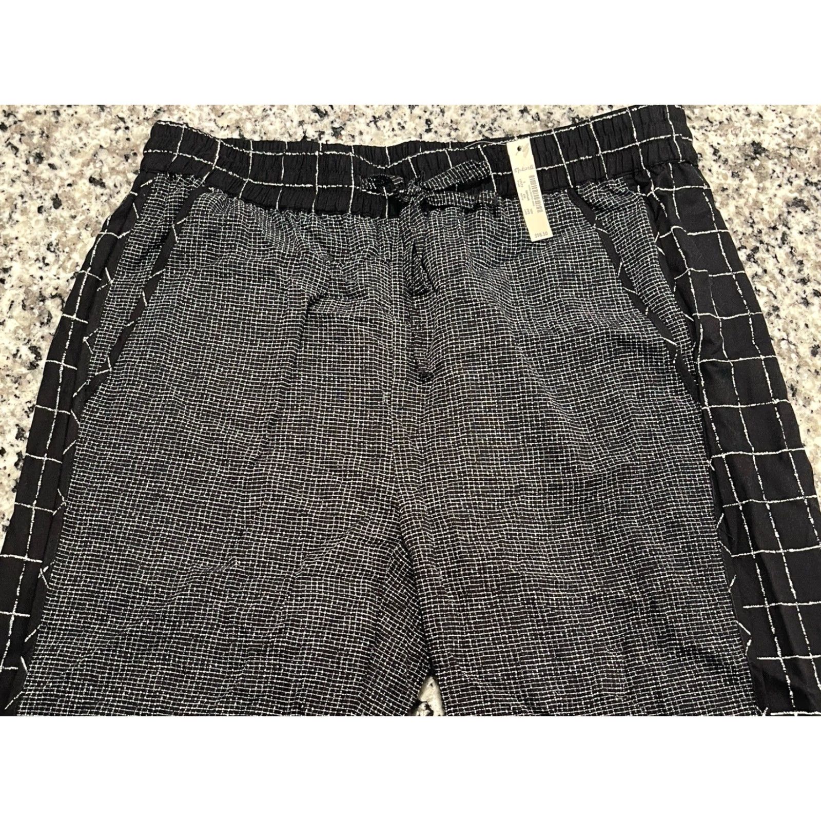 Madewell VINTAGE Madewell Jogger Pants Black Check 100% Viscose Women Size S Regular Inseam 25.5" Elastic Waistband Size 28" / US 6 / IT 42 - 4 Thumbnail