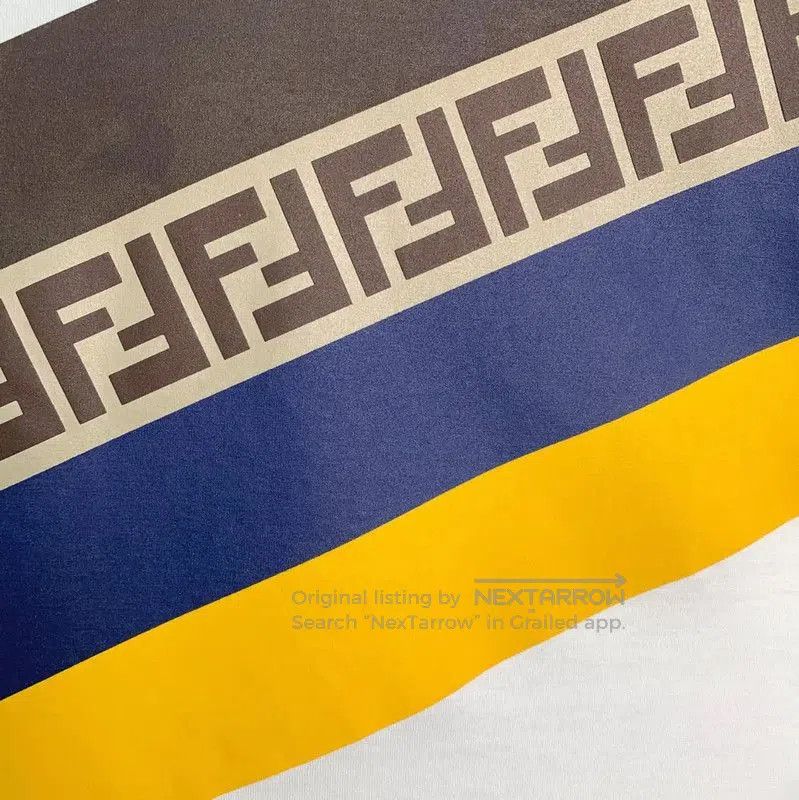Fendi Fendi White Cotton T-Shirt with Colorful Stripe . Size L / US 10 / IT 46 - 6 Thumbnail