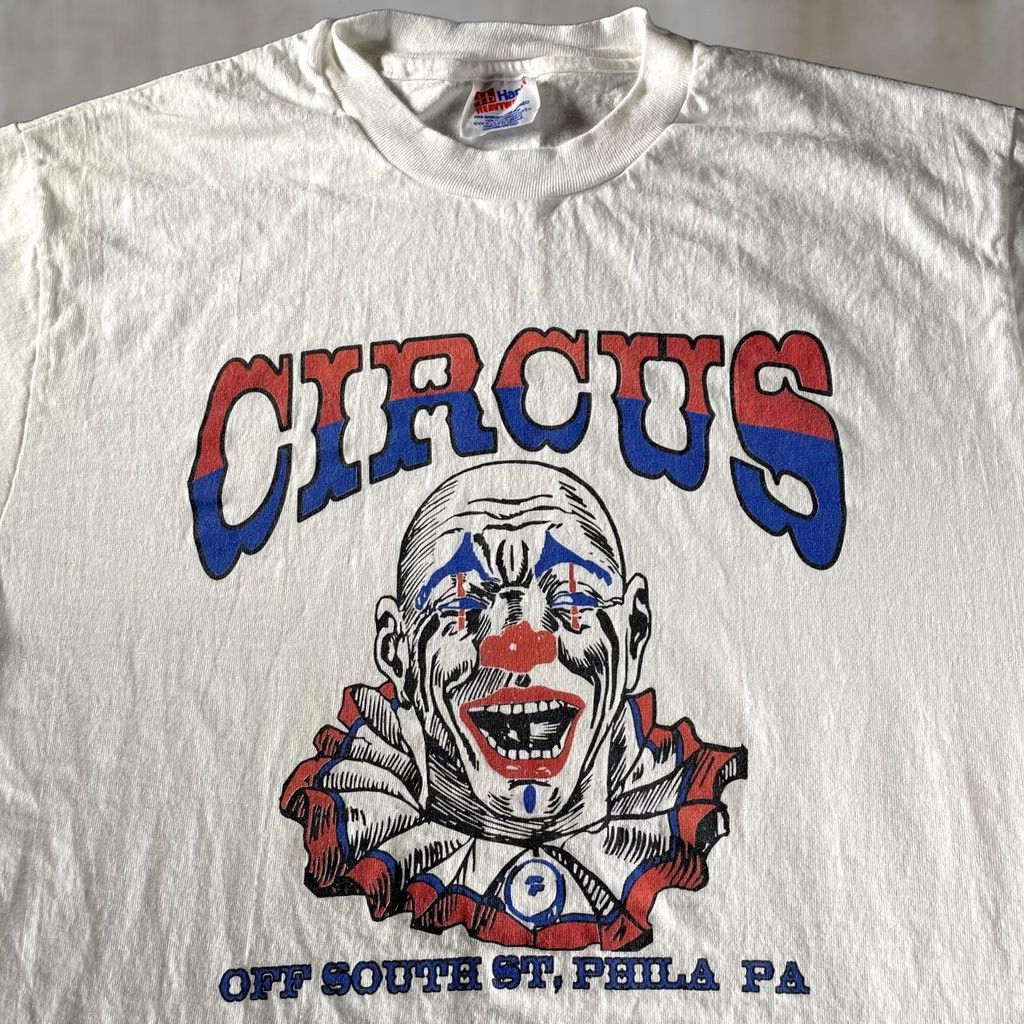 Hanes VINTAGE Circus Clown Shirt Mens Large White Graphic Tee Hanes South St Philadelphia PA Crew Neck Short Sleeve Cotton T-Shirt Size US L / EU 52-54 / 3 - 1 Thumbnail
