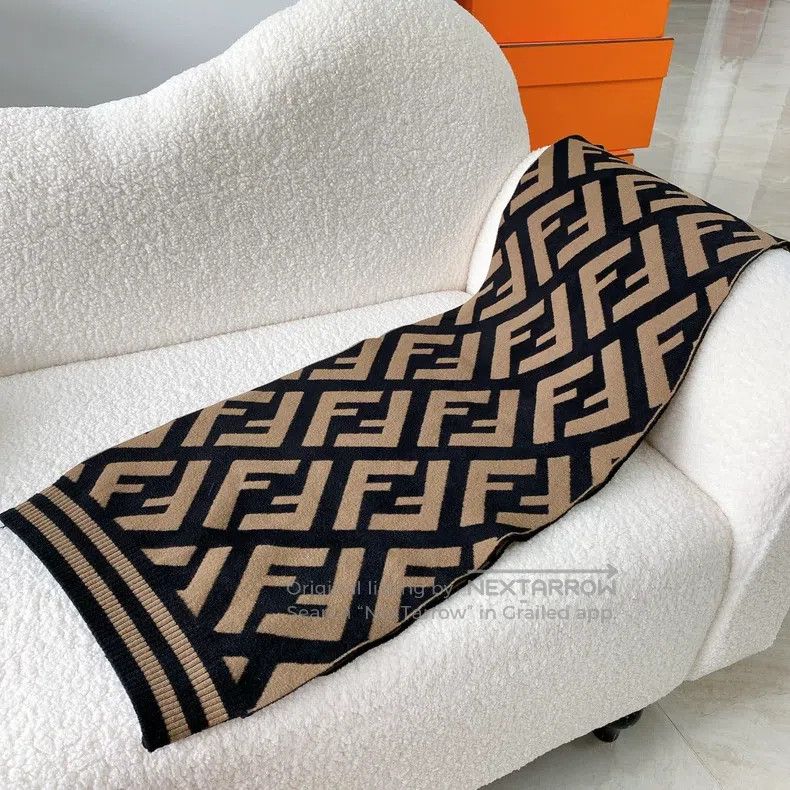 Fendi Fendi Monogram full-logo wool scarf Size ONE SIZE - 3 Thumbnail