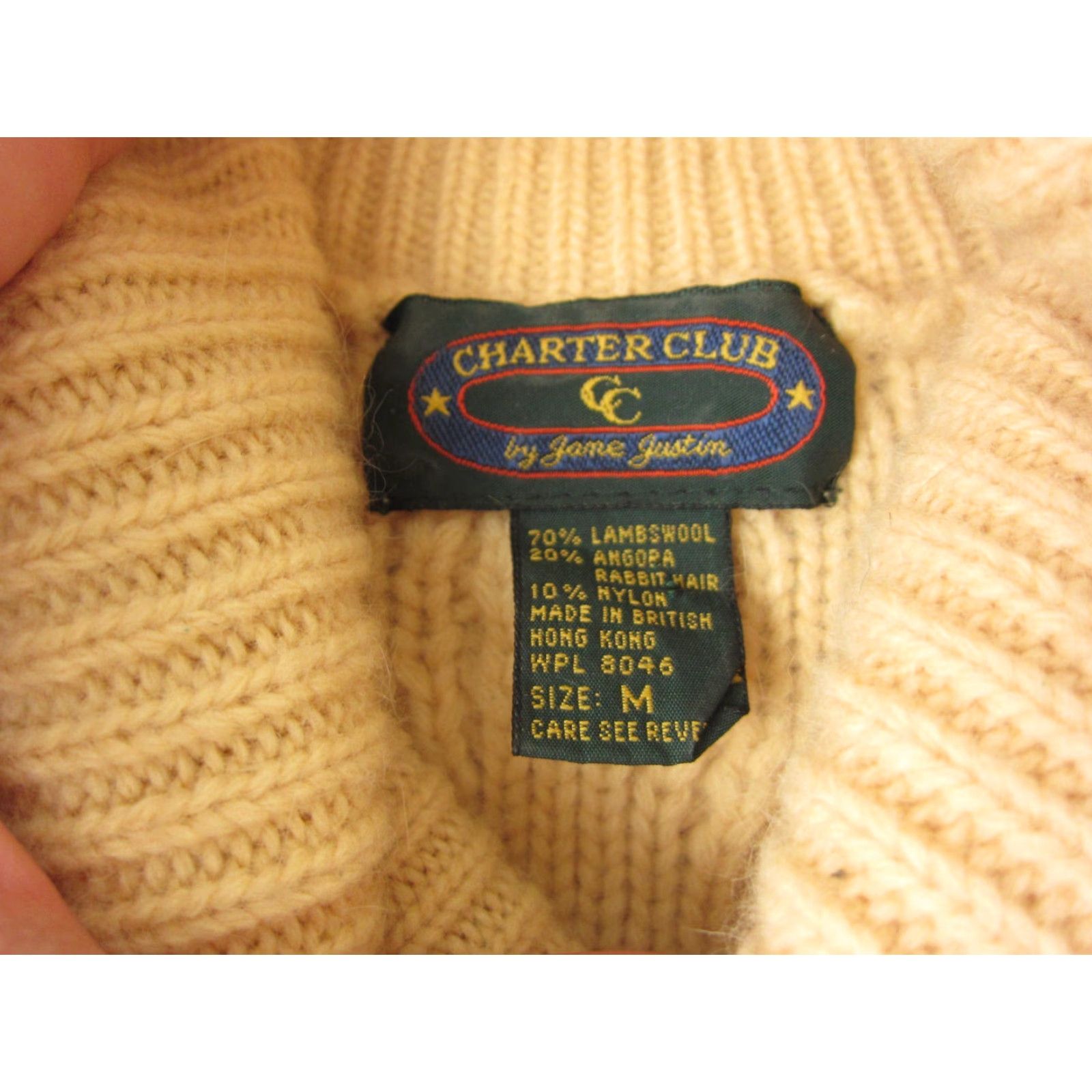 Charter Club VINTAGE Charter Club Sweater Women's Medium Gold Cable Knit Angora Wool Lambswool Pullover Turtleneck Knitted Cotton? Size M / US 6-8 / IT 42-44 - 6 Thumbnail