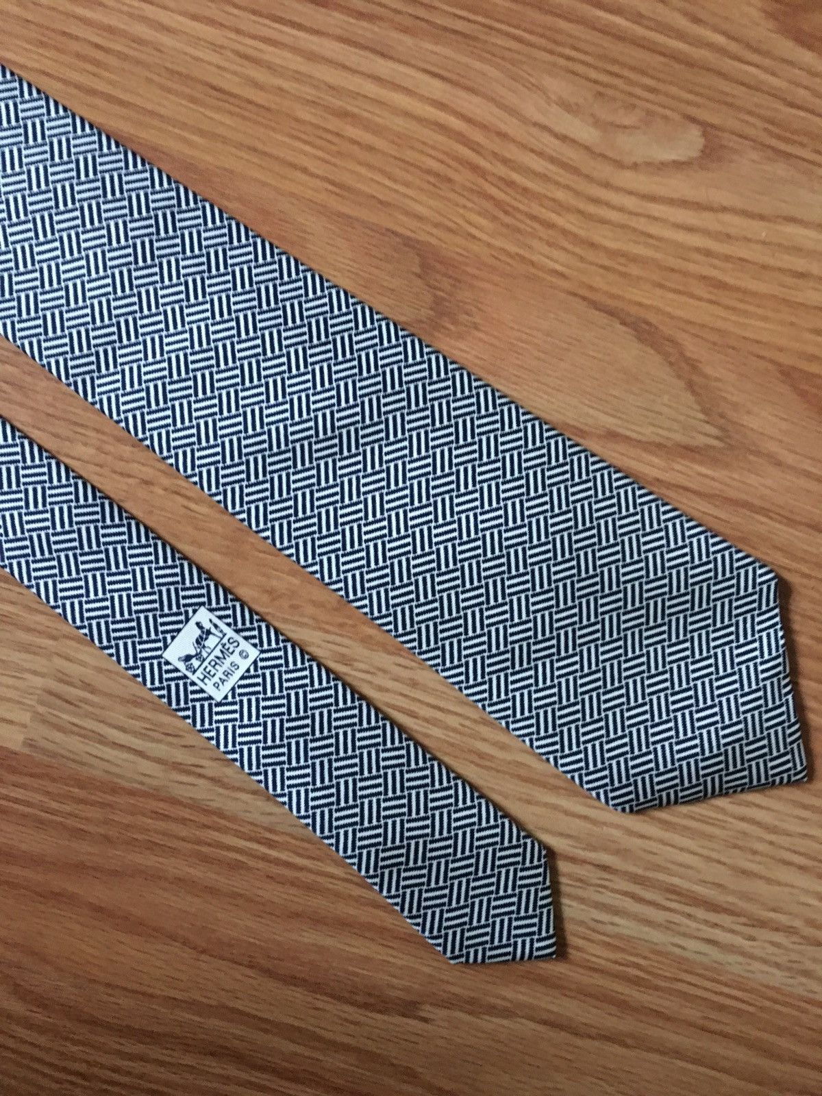 Hermes HERMES Paris Geometrical Pattern 5238 SA Silk Mens Tie Size ONE SIZE - 2 Thumbnail