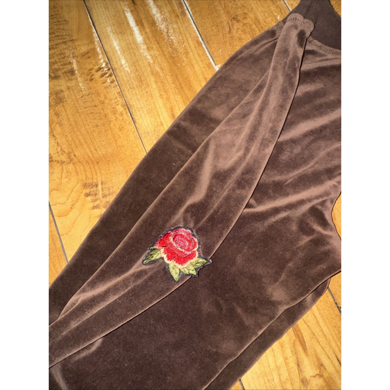 Vintage Women’s Wide Leg Velour Brown Sweatpants Large 28x28 Size 28" / US 6 / IT 42 - 4 Thumbnail