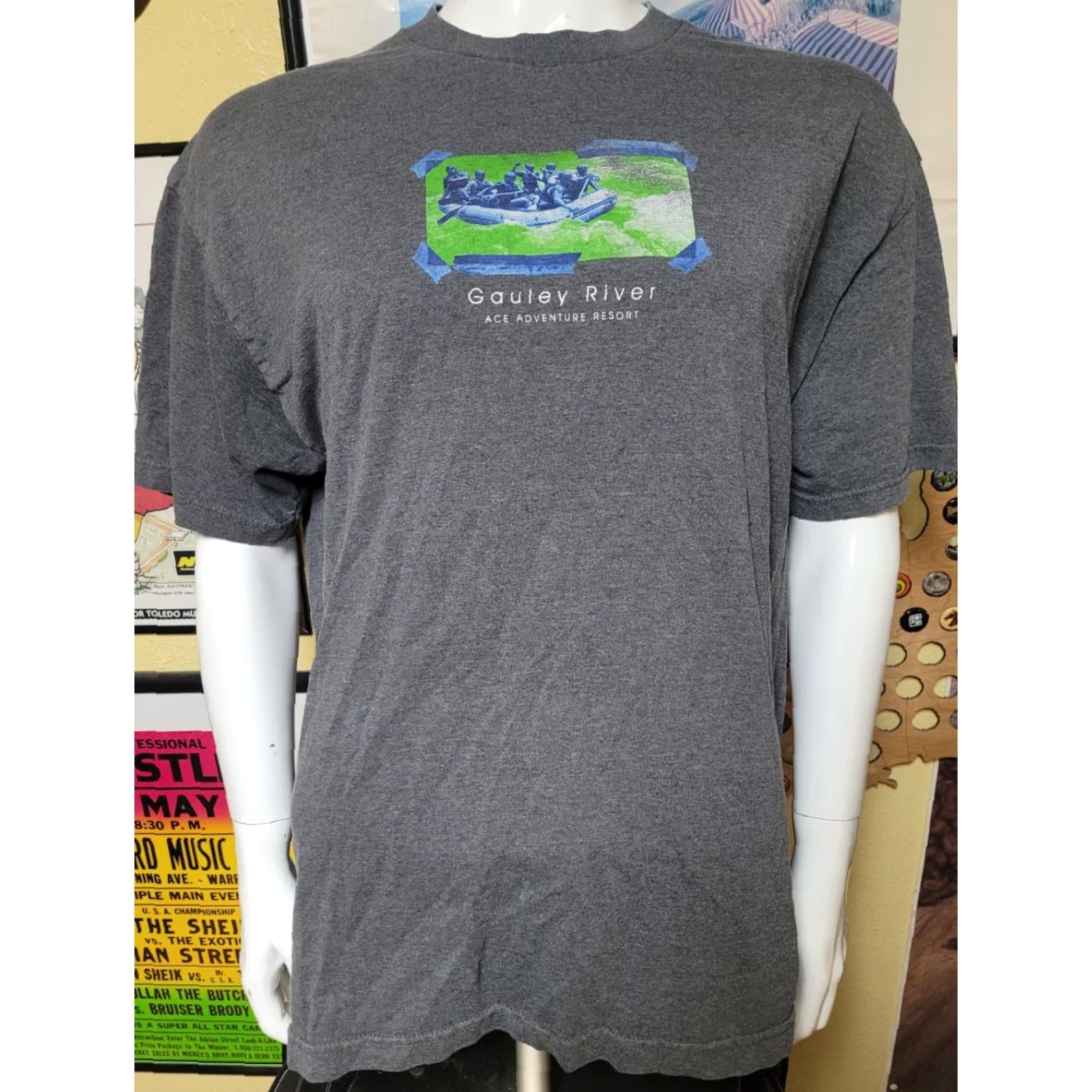 Vintage Gauley River Ace Adventure Resort T-Shirt XL Men Gray White Water Rafting Outdoors Kayak 1990s? Size US XL / EU 56 / 4 - 2 Thumbnail