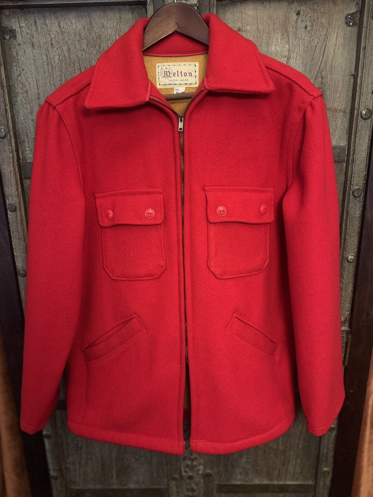 Other Vintage 60/70s Melton Red Wool Jacket with Gloves Size US L / EU 52-54 / 3 - 1 Thumbnail
