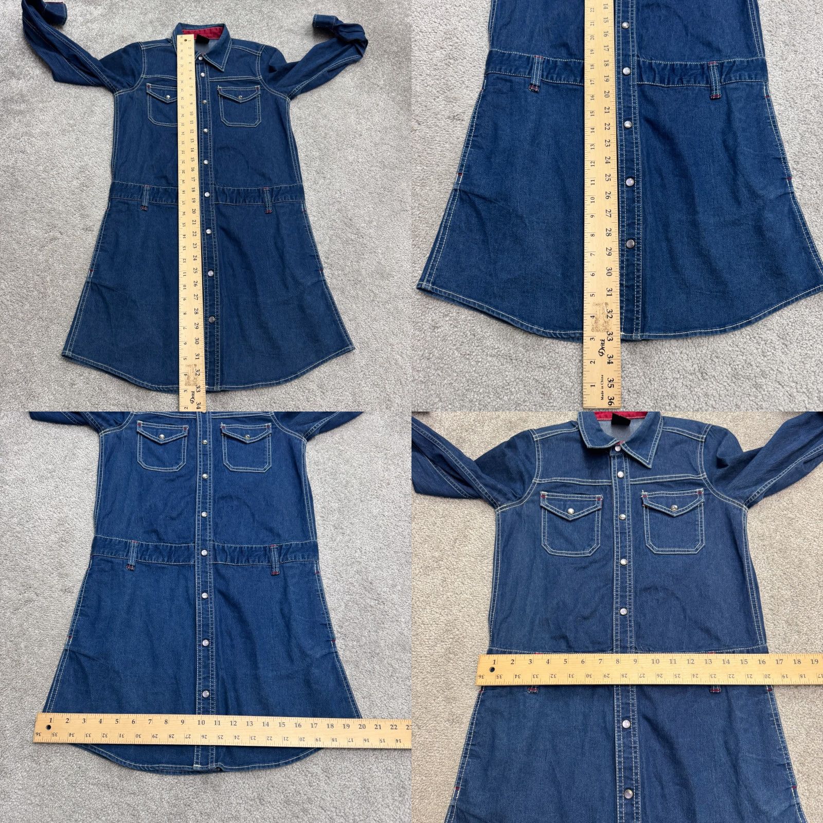 Vintage X-Girl Denim Pearl Snap Button Down Shirt Dress Womens S Blue Long Sleeve Shirt Dress Size S / US 4 / IT 40 - 9 Thumbnail