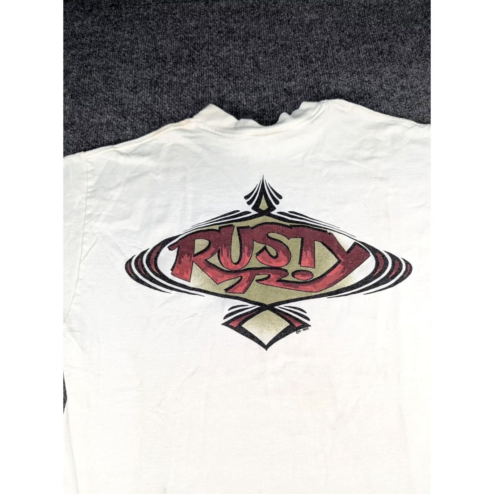 Rusty VINTAGE Single Shirt Mens L White 1990s Rusty Surfwear Stitch Men Surf Skate Distressed Size US L / EU 52-54 / 3 - 3 Thumbnail