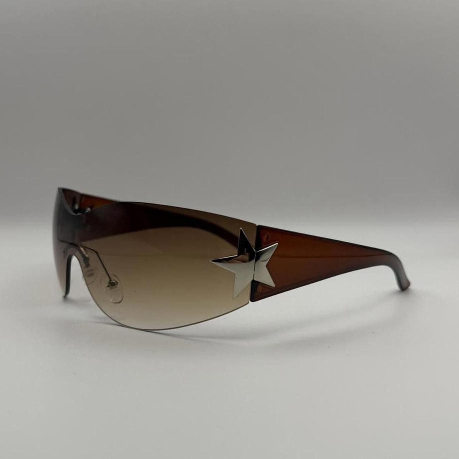 Other y2k 2000s vintage style brown tea frameless star sunglasses Size ONE SIZE - 8 Thumbnail
