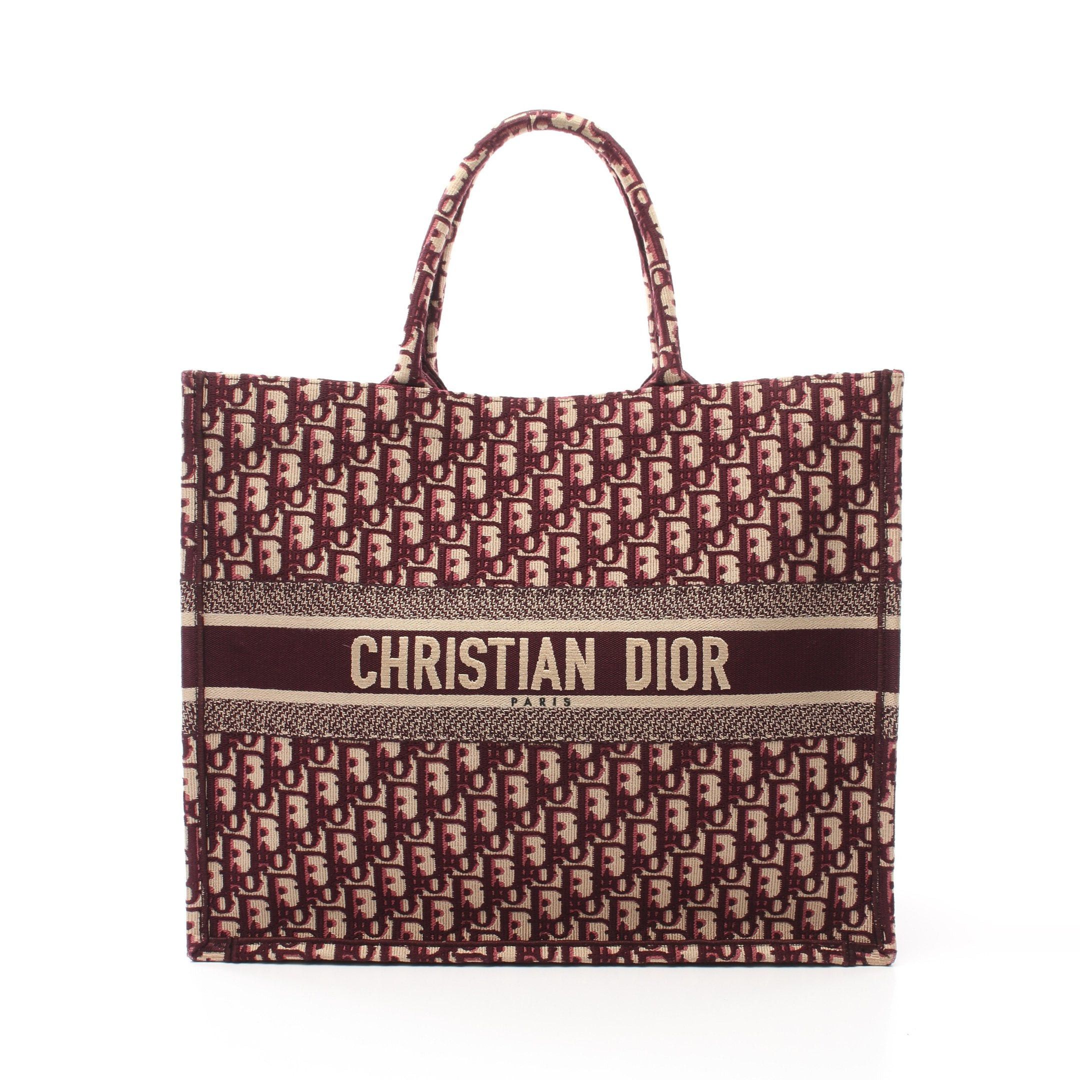 Dior Dior Book Tote Large Oblique Handbag Bag Canvas Beige Bordeaux Size ONE SIZE - 1 Thumbnail