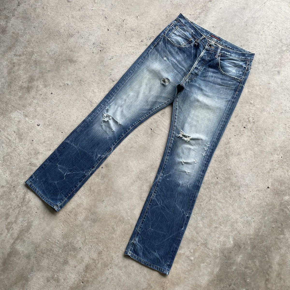 Japanese Brand × Jean × Vintage Vintage Japan Distressed Faded Jeans Denim Pants Rare Size US 31 - 2 Thumbnail