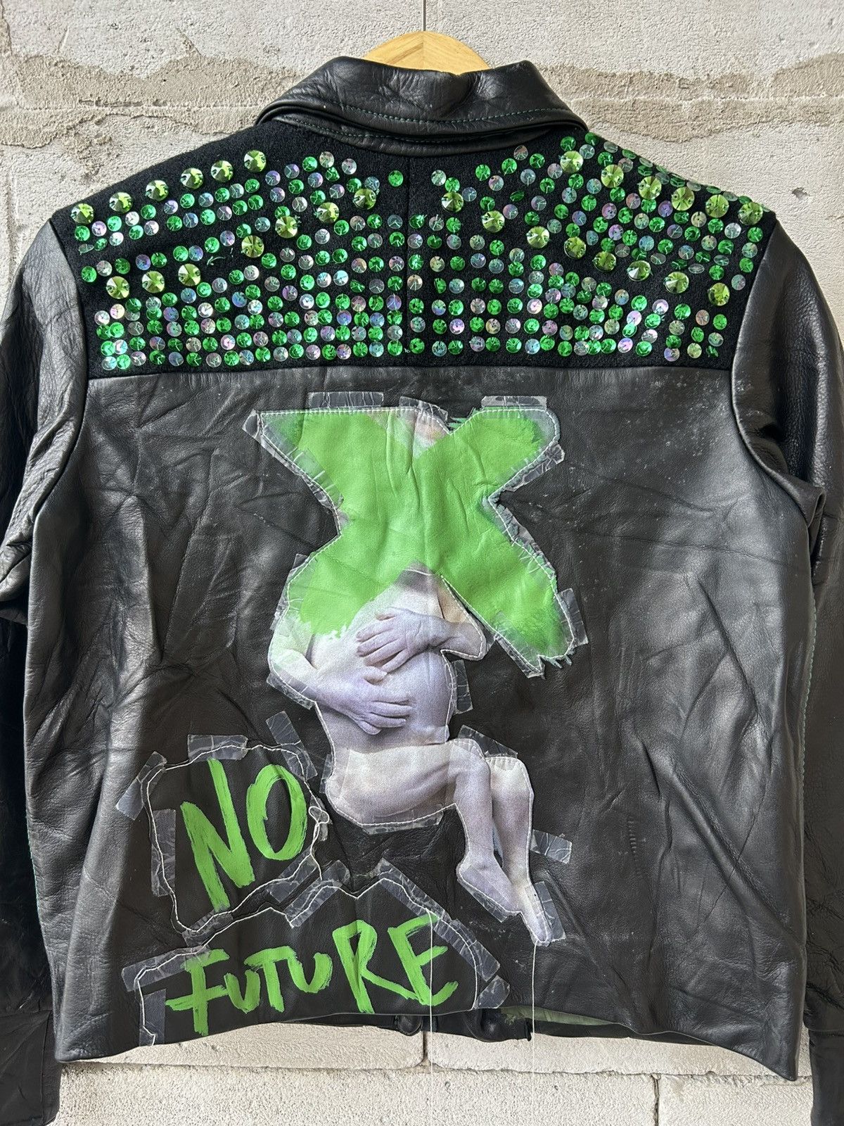 No Future No Future Hand Painted Custom Leather Jacket Size S / US 4 / IT 40 - 4 Thumbnail