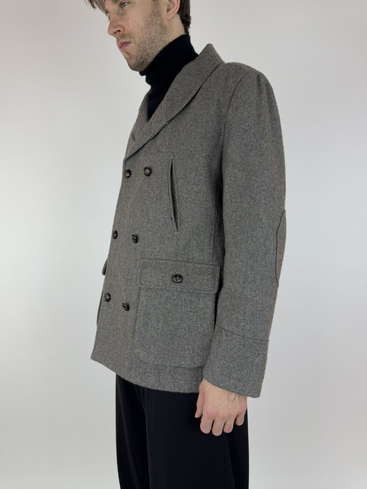 Jasper Conran JASPER CONRAN Wool Coat Double-breasted Tweed Overcoat Size US XL / EU 56 / 4 - 4 Thumbnail
