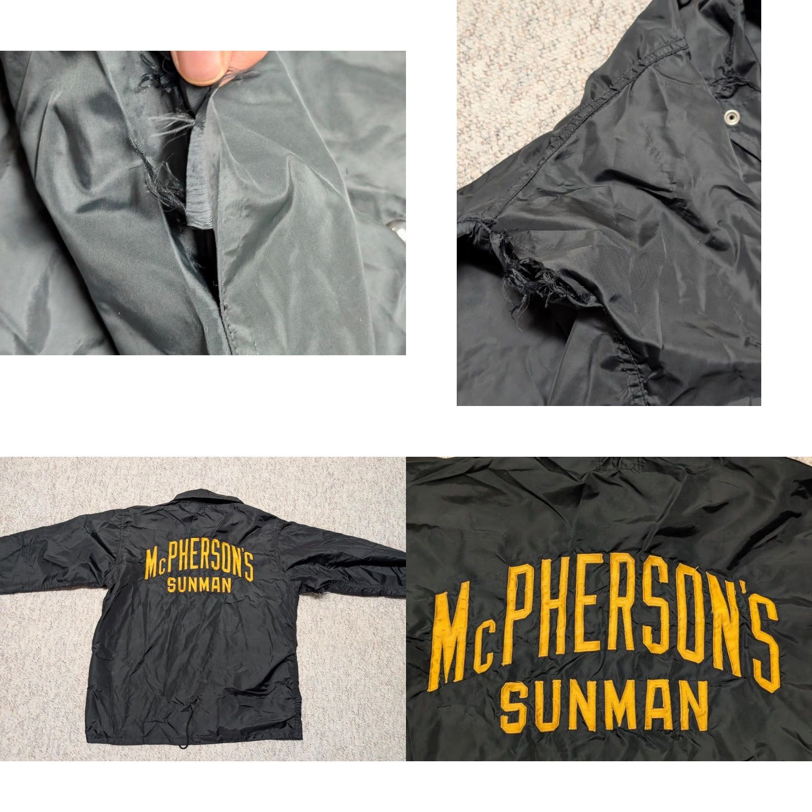 Wilson VINTAGE Wilson Jacket Mens L Black Nylon Bomber Snap Front Leather Outer Shell Windbreaker USA Made 1960s Decade 60s Size US L / EU 52-54 / 3 - 8 Thumbnail