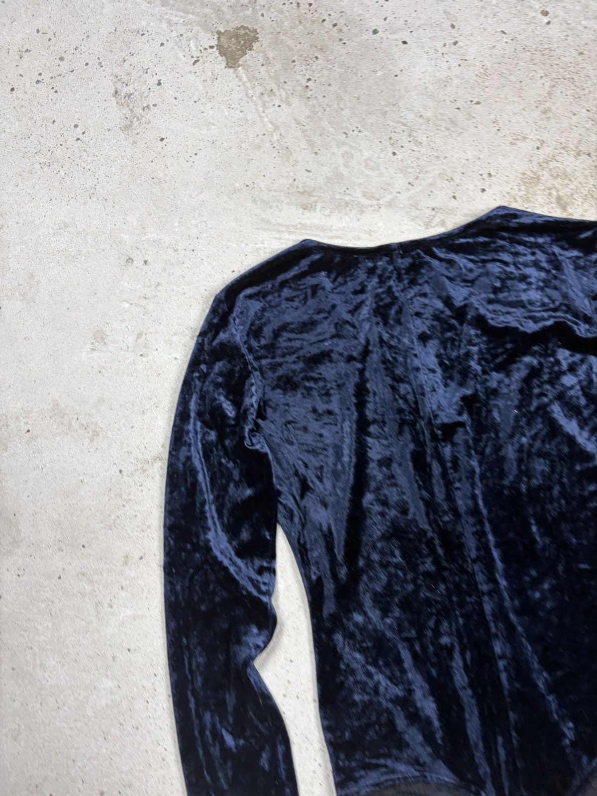 Jil Sander Vintage 90s Jil Sander + Navy Velvet V Neck Body Top Size M / US 6-8 / IT 42-44 - 15 Thumbnail