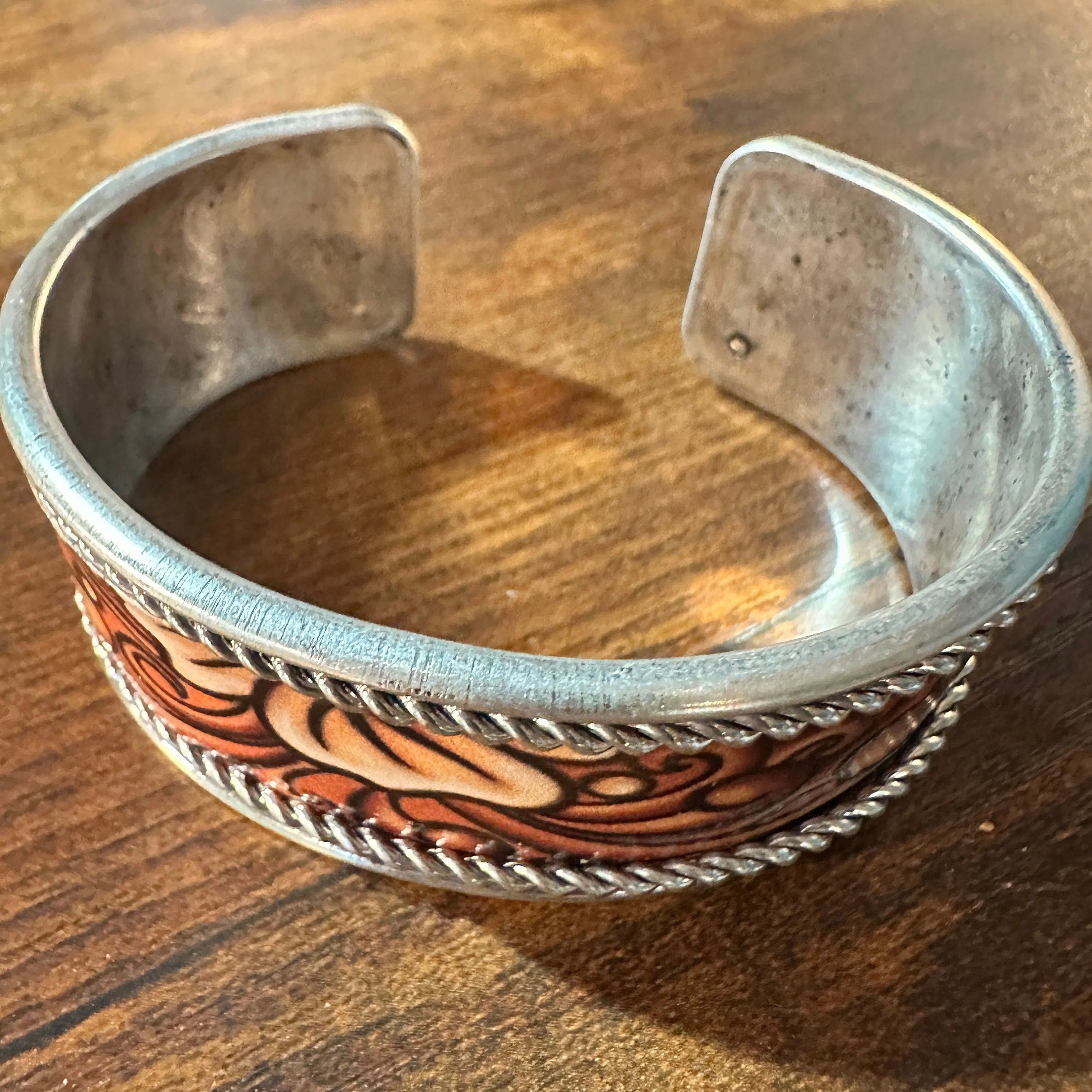 Other Handcrafted Boho Western Floral Scroll Lace Wide Cuff Bracel Size ONE SIZE - 4 Thumbnail