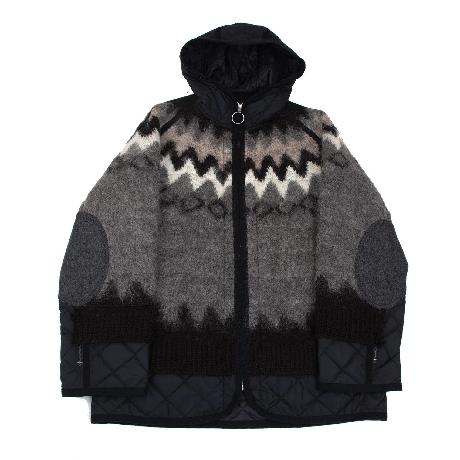 Junya Watanabe Quilted Knit Zip Blouson in Black Beige, Size M Size US M / EU 48-50 / 2 - 1 Thumbnail