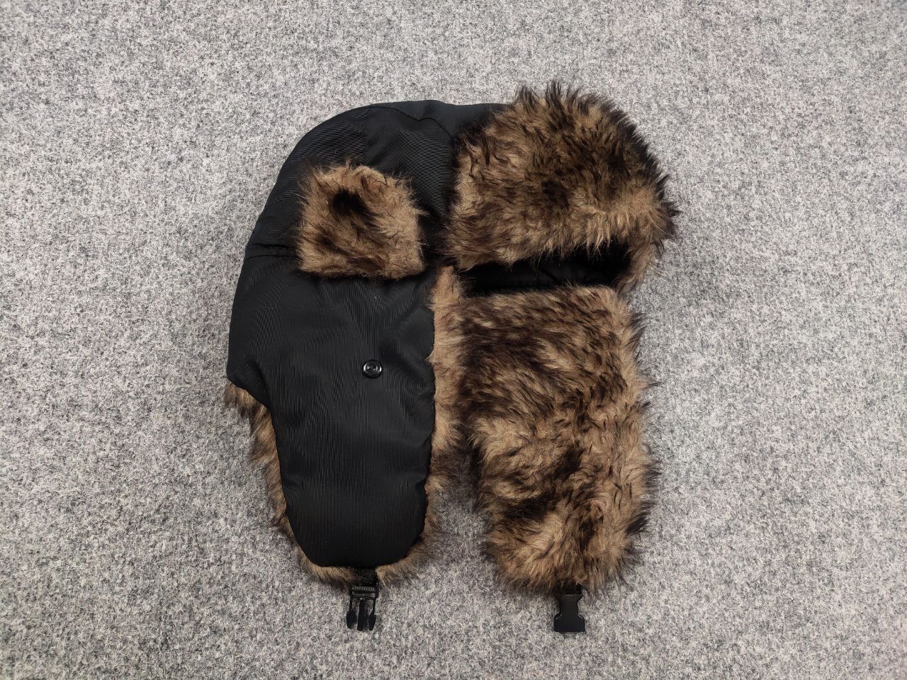If Six Was Nine Vintage Y2K Fuzzy Fur Ushanka Hat Black faded l.g.b. Style Size ONE SIZE - 2 Thumbnail