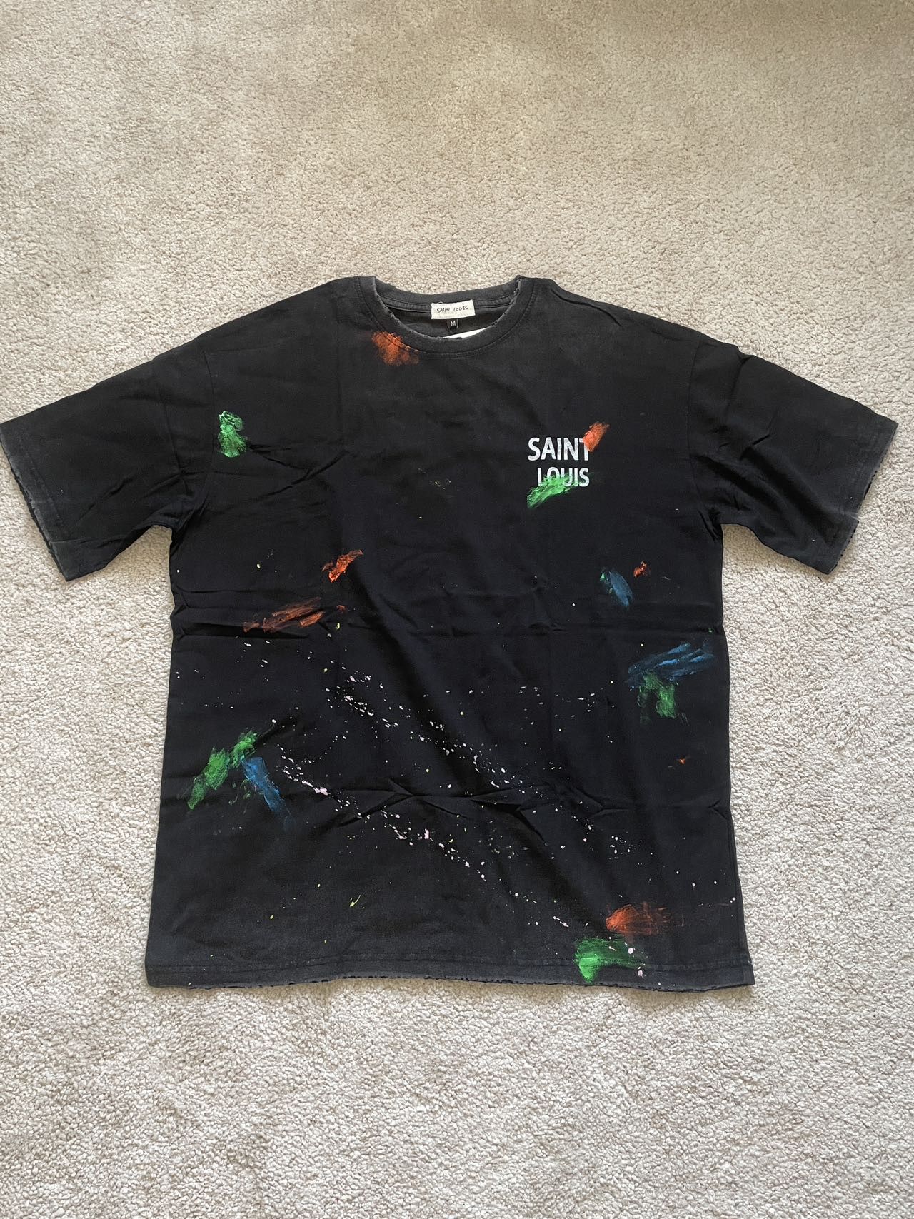 image of Sssaint Louis Print Splash T-Shirt in Black, Men's (Size Medium)