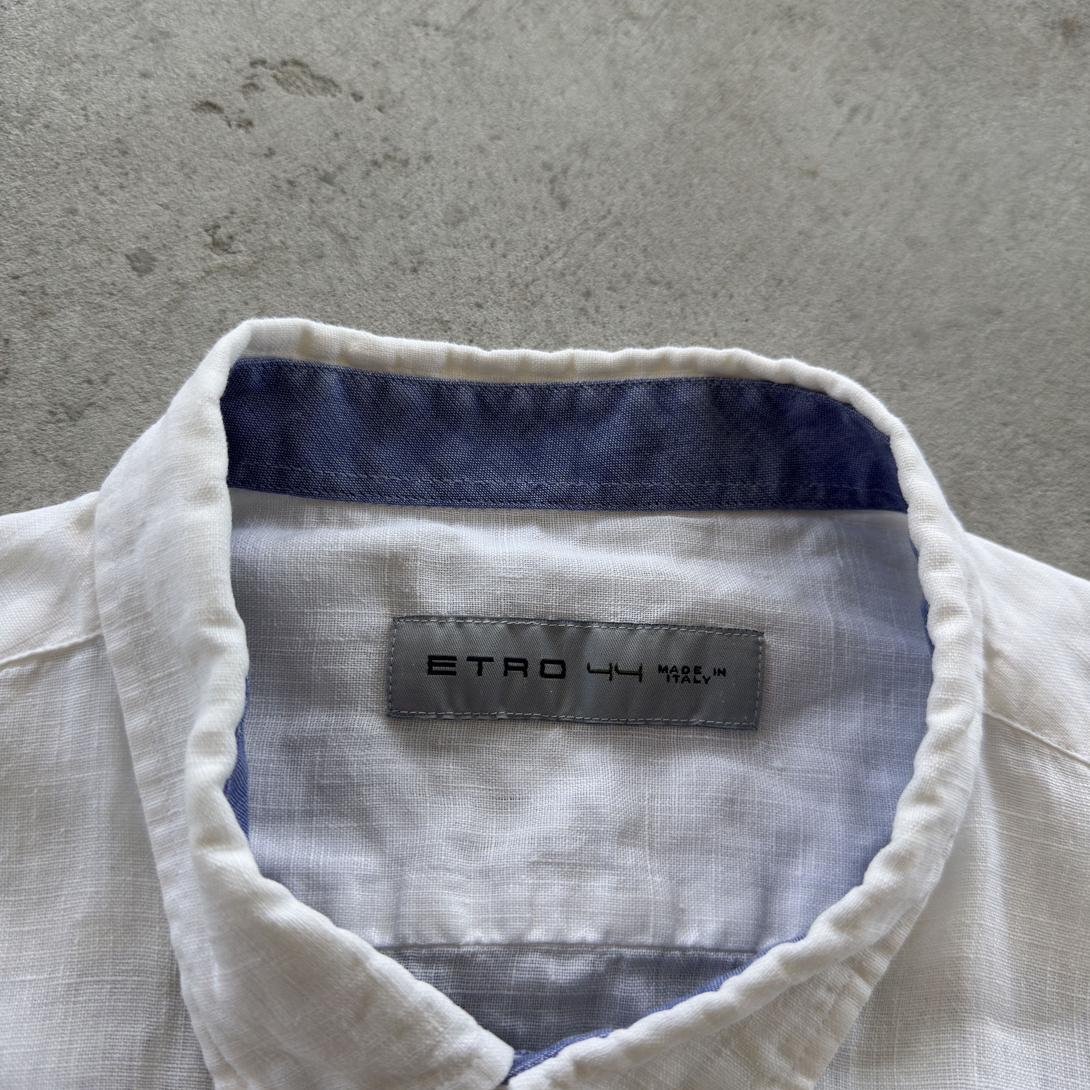Etro Etro White Linen Shirt Made In Italy Luxury Summer Top 44 Size US L / EU 52-54 / 3 - 8 Thumbnail
