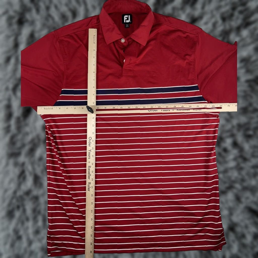 Footjoy FootJoy Polo Shirt Mens XL Red White Blue Striped Logo Preppy Casual Golf Shirt Size US XL / EU 56 / 4 - 1 Thumbnail
