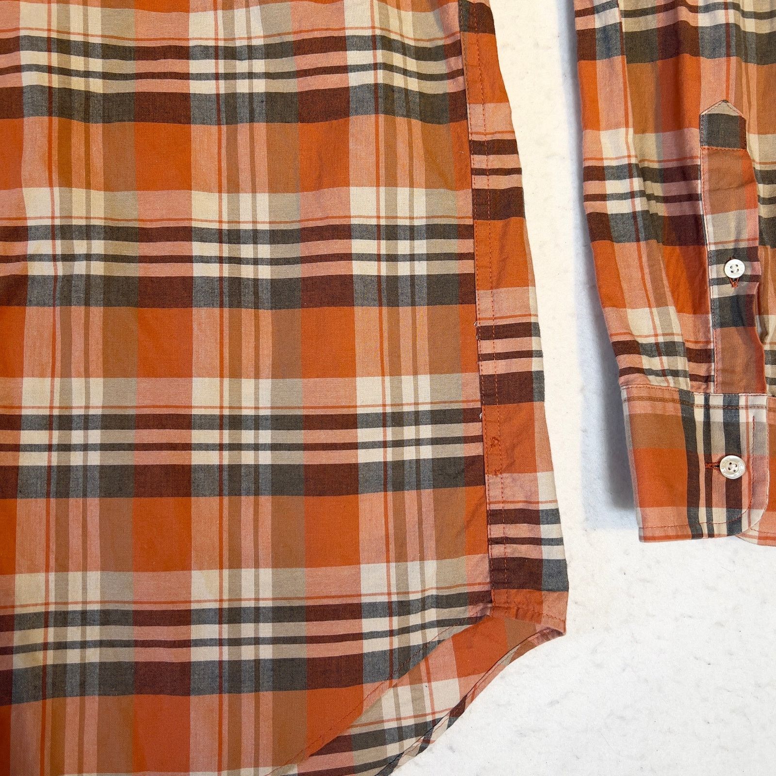 J.Crew J. Crew Factory Button Down Shirt Summer Plaid XL Orange Size US M / EU 48-50 / 2 - 4 Thumbnail