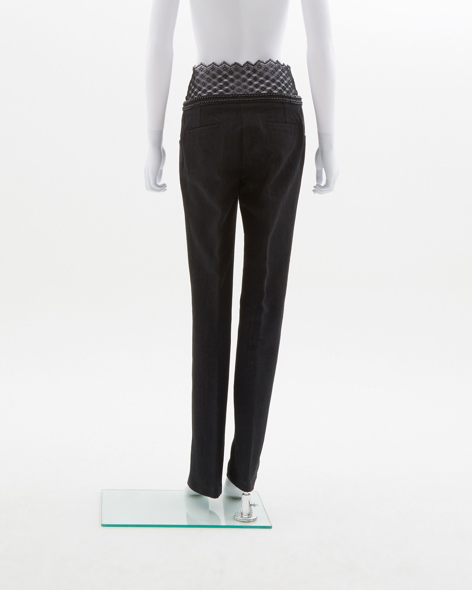 Chanel × Karl Lagerfeld S/S 2004 blue embellished metallic gun & lace denim pants Size 28" / US 6 / IT 42 - 5 Thumbnail