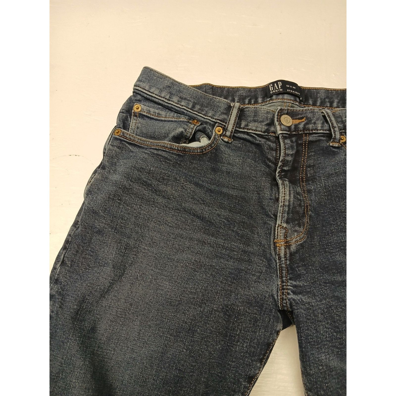 Gap Gap Denim (34x30) Straight Fit Blue Denim Jeans Size US 34 / EU 50 - 9 Thumbnail