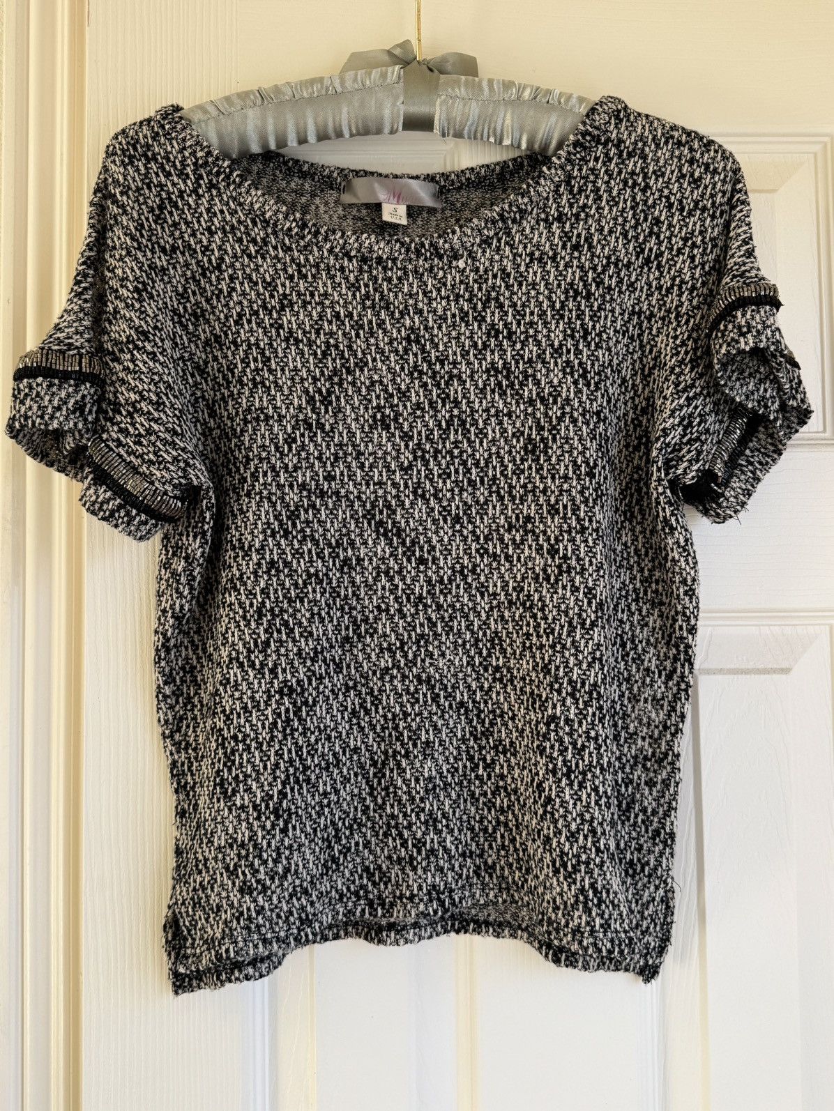 Vintage Mya women’s small beaded embellished grey black blouse metal Size S / US 4 / IT 40 - 5 Thumbnail