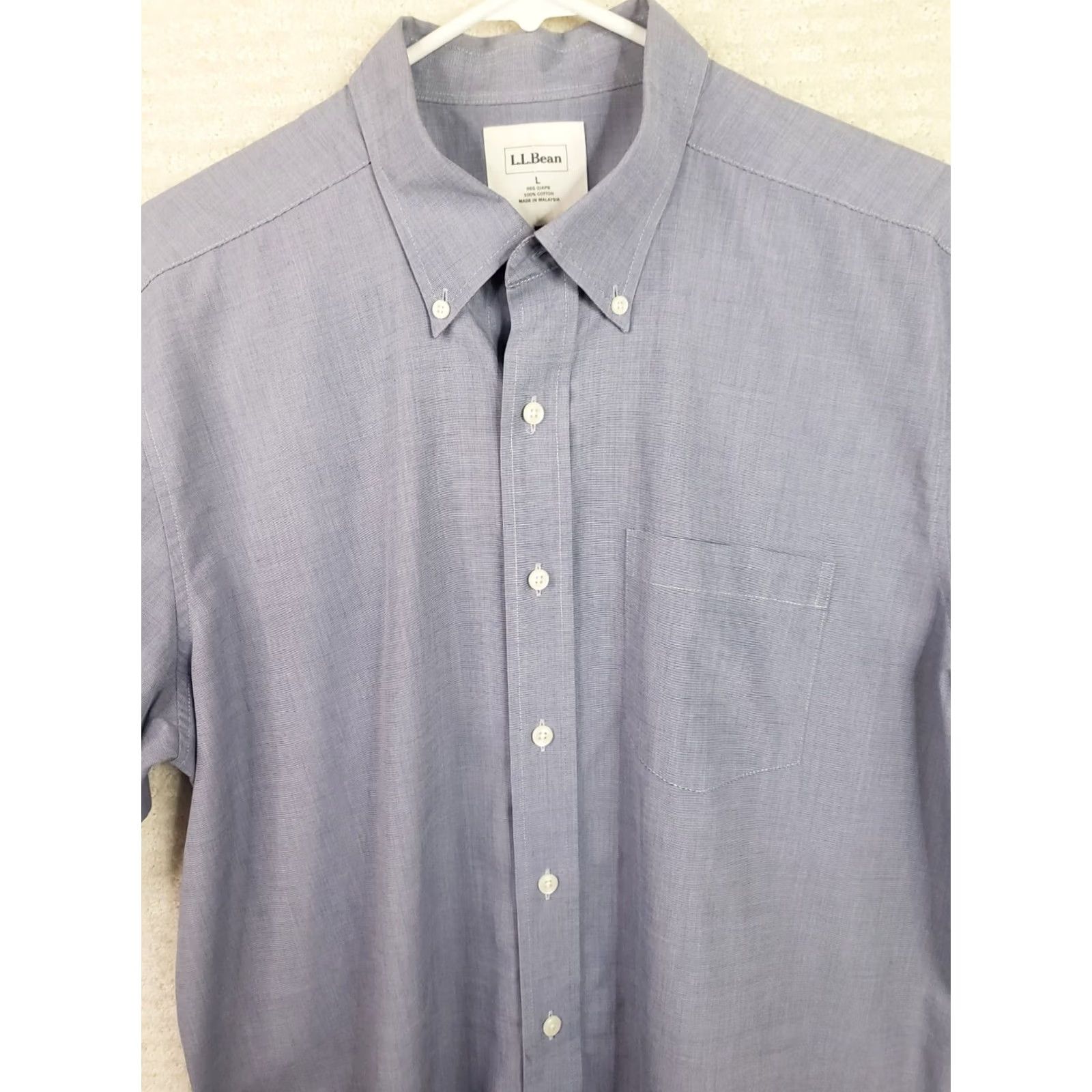 Vintage L.L. Bean Button Down Shirt Casual Short Sleeve Men's L Blue, Regular Fit, Solid, Button Front, Cotton Blend Size US L / EU 52-54 / 3 - 2 Thumbnail
