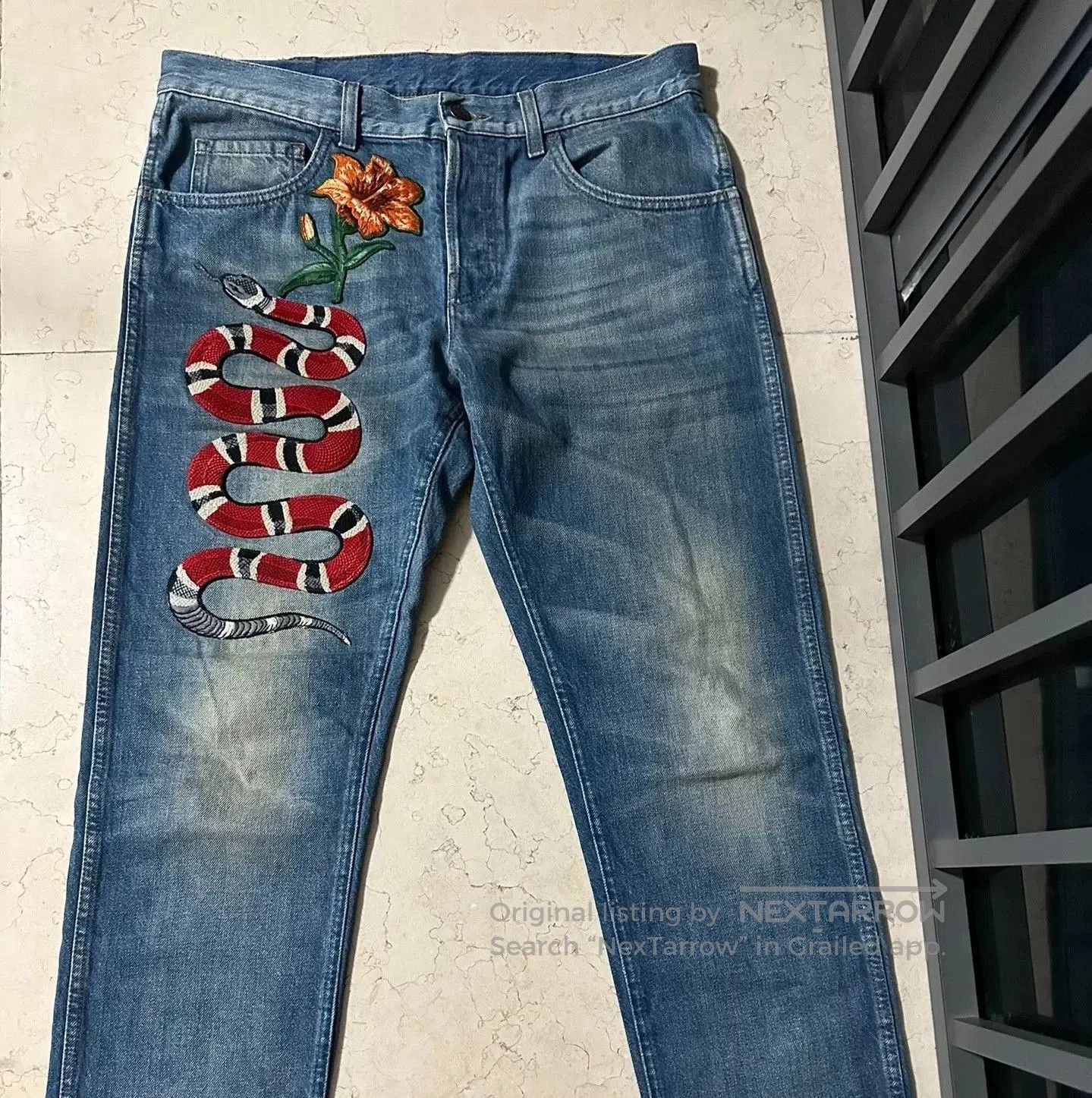 Gucci gucci coral snake washed denim pants size 34. Size US 34 / EU 50 - 1 Thumbnail