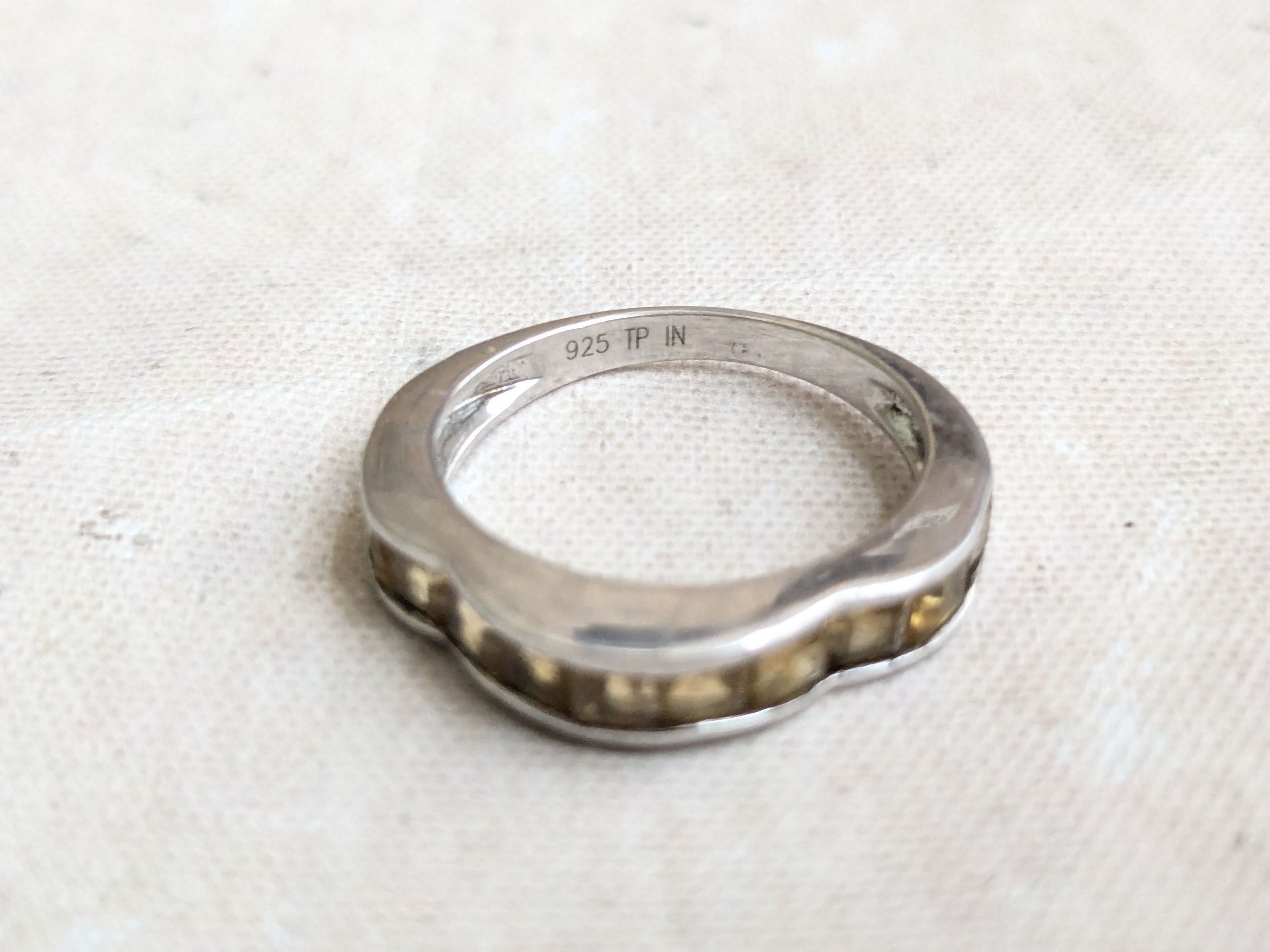 Sterling Silver Vintage Sterling Silver Band Ring 7 Yellow Citrine Size ONE SIZE - 5 Thumbnail