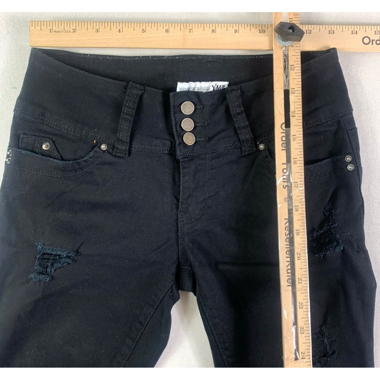 Vintage Womens YMI Jeans Capri WannaBettaButt Black Stretch Size 5 Size 26" / US 2 / IT 38 - 6 Thumbnail