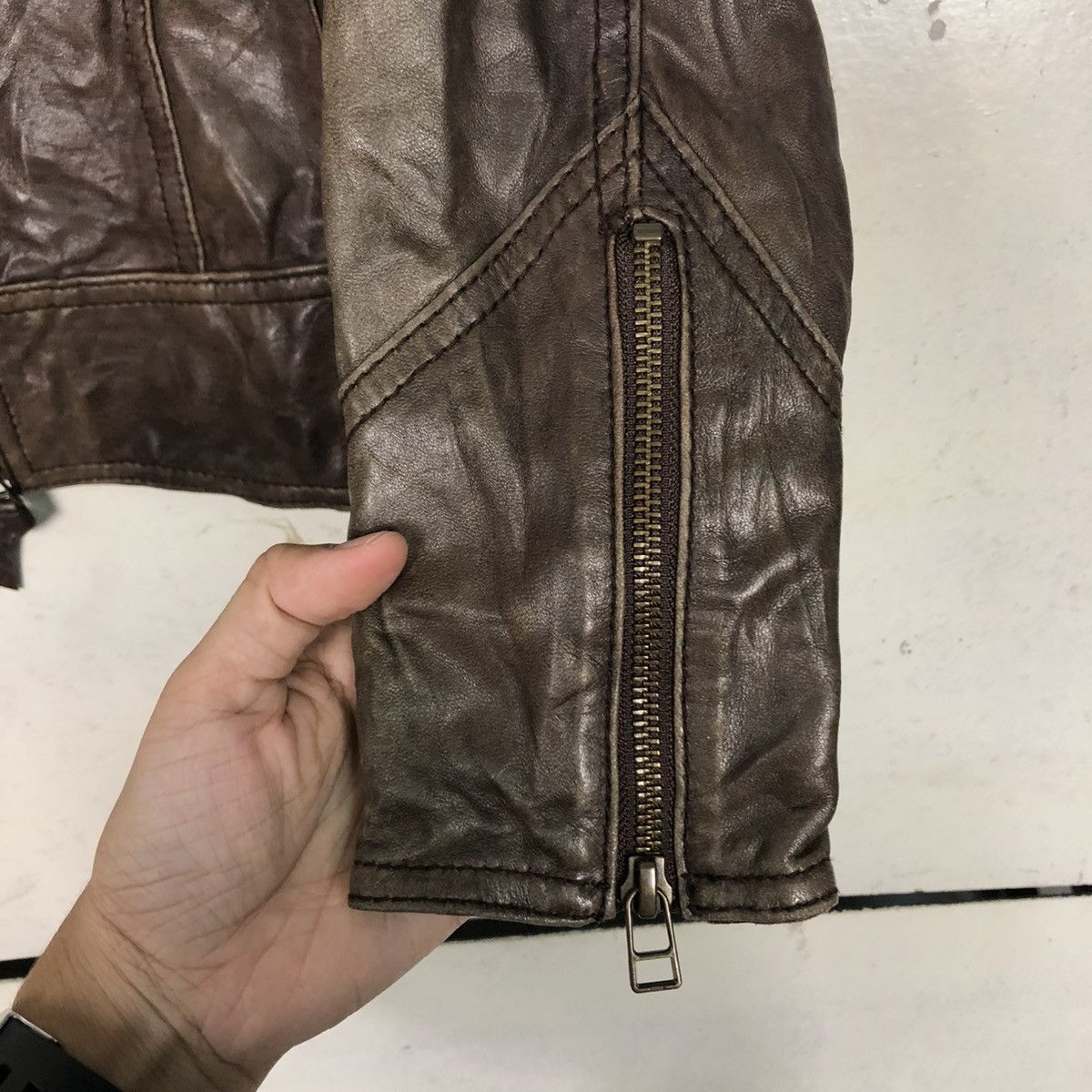 Japanese Brand 🔥CROPPED BIKER LEATHER JACKET BACK NUMBER ISSEY MIYAKE Size US M / EU 48-50 / 2 - 17 Thumbnail