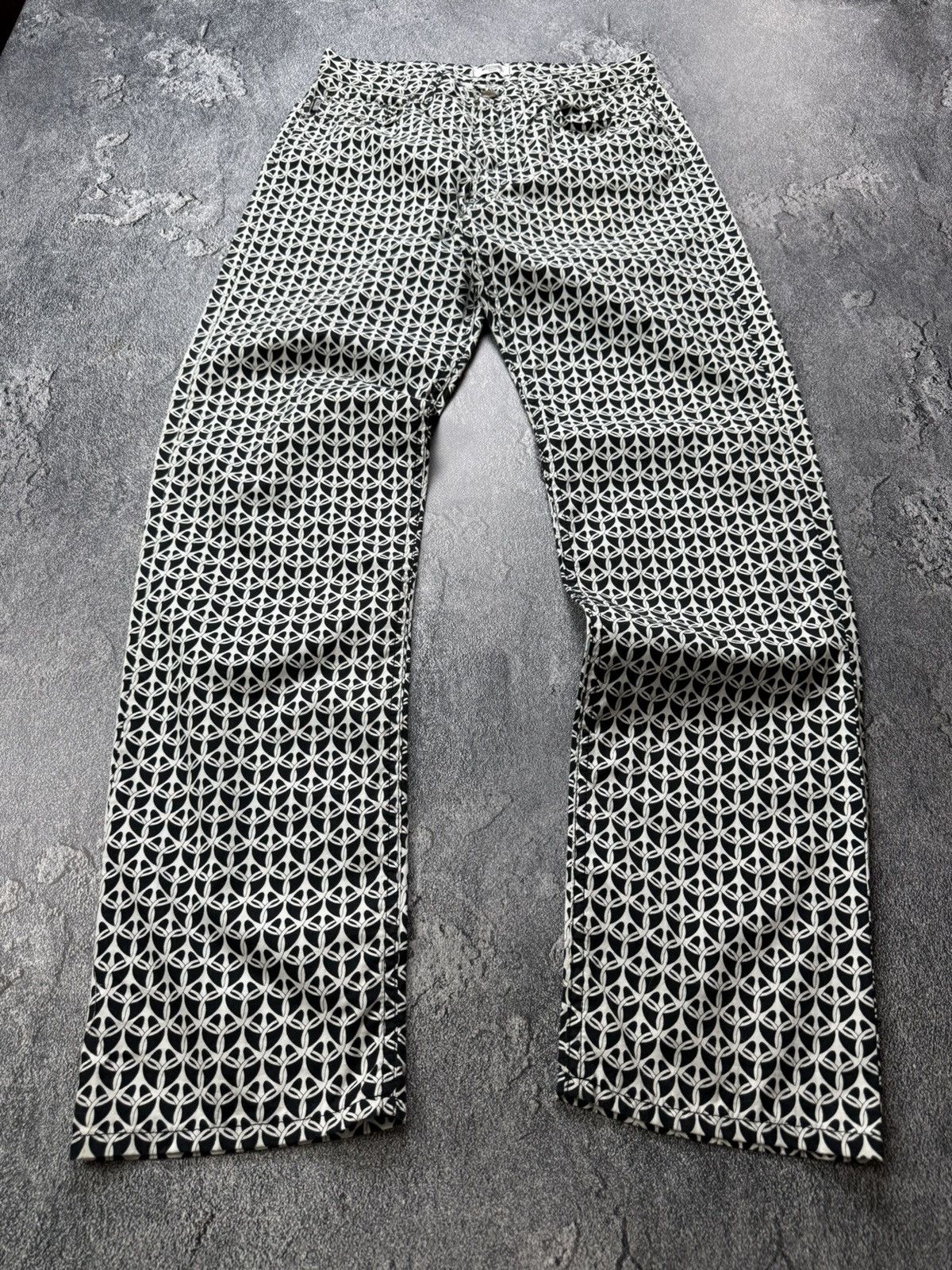 Moschino Moschino VTG Chained Peace Sign Print Hi Rise Pants Trousers Size US 33 - 4 Thumbnail