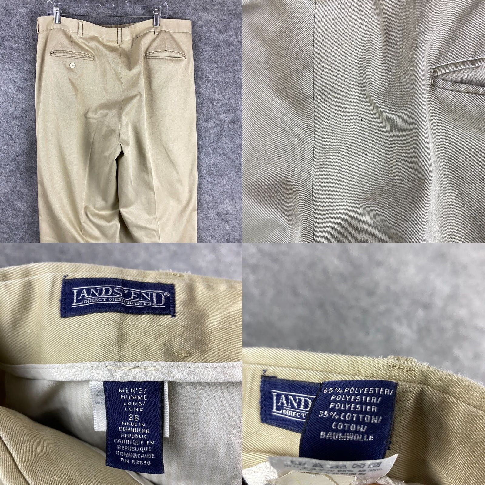 Lands' End Lands' End Chino Pants Mens Beige Size 38 Hook & Eye Polyester Blend Size US 38 / EU 54 - 9 Thumbnail