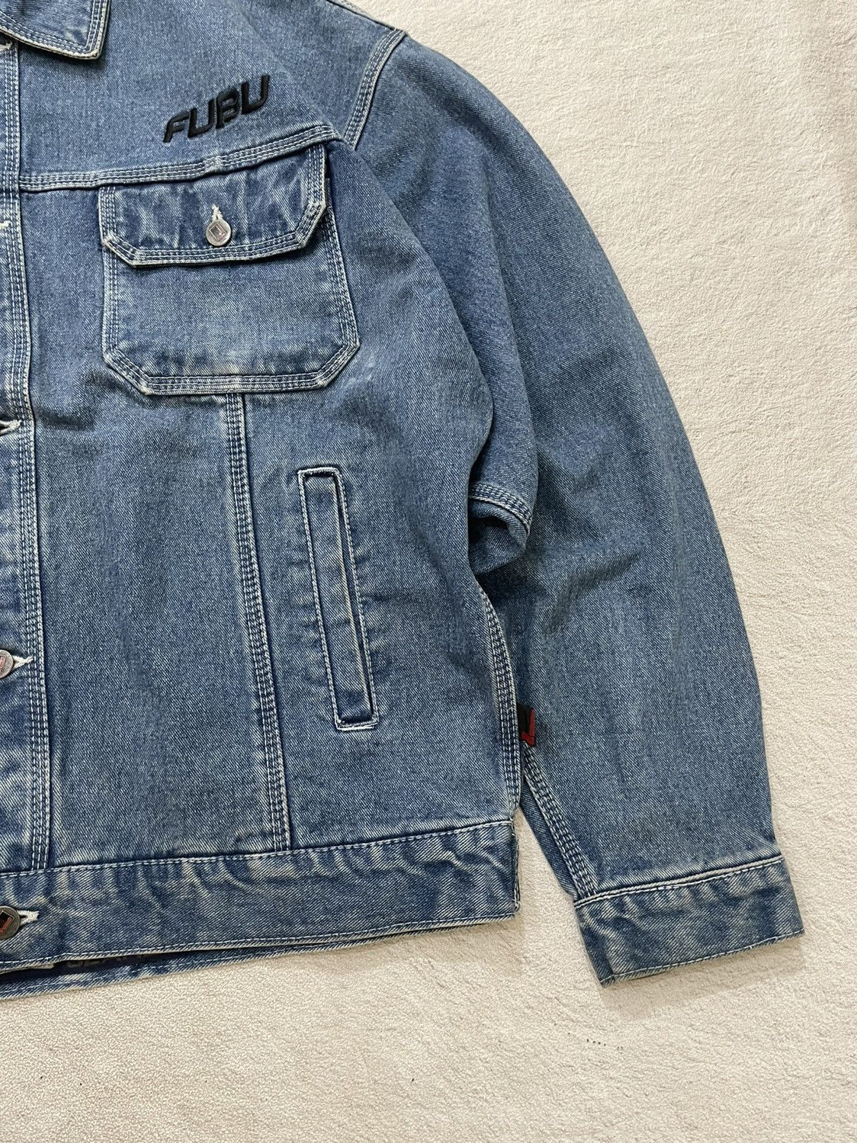Japanese Brand 2000s Japan Fubu Denim Jacket Embroidered Big Logo Y2K 14th Size US XL / EU 56 / 4 - 3 Thumbnail