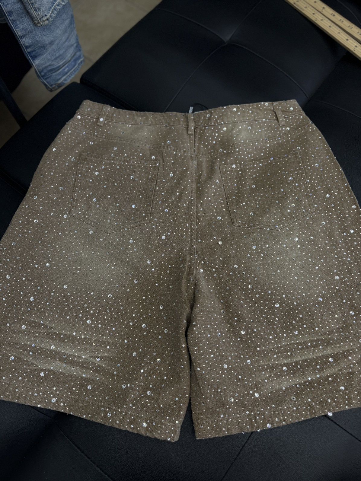 Vale Valley Rhinestone Crystal Shorts Denim Tan Size 34 Size US 34 / EU 50 - 5 Thumbnail