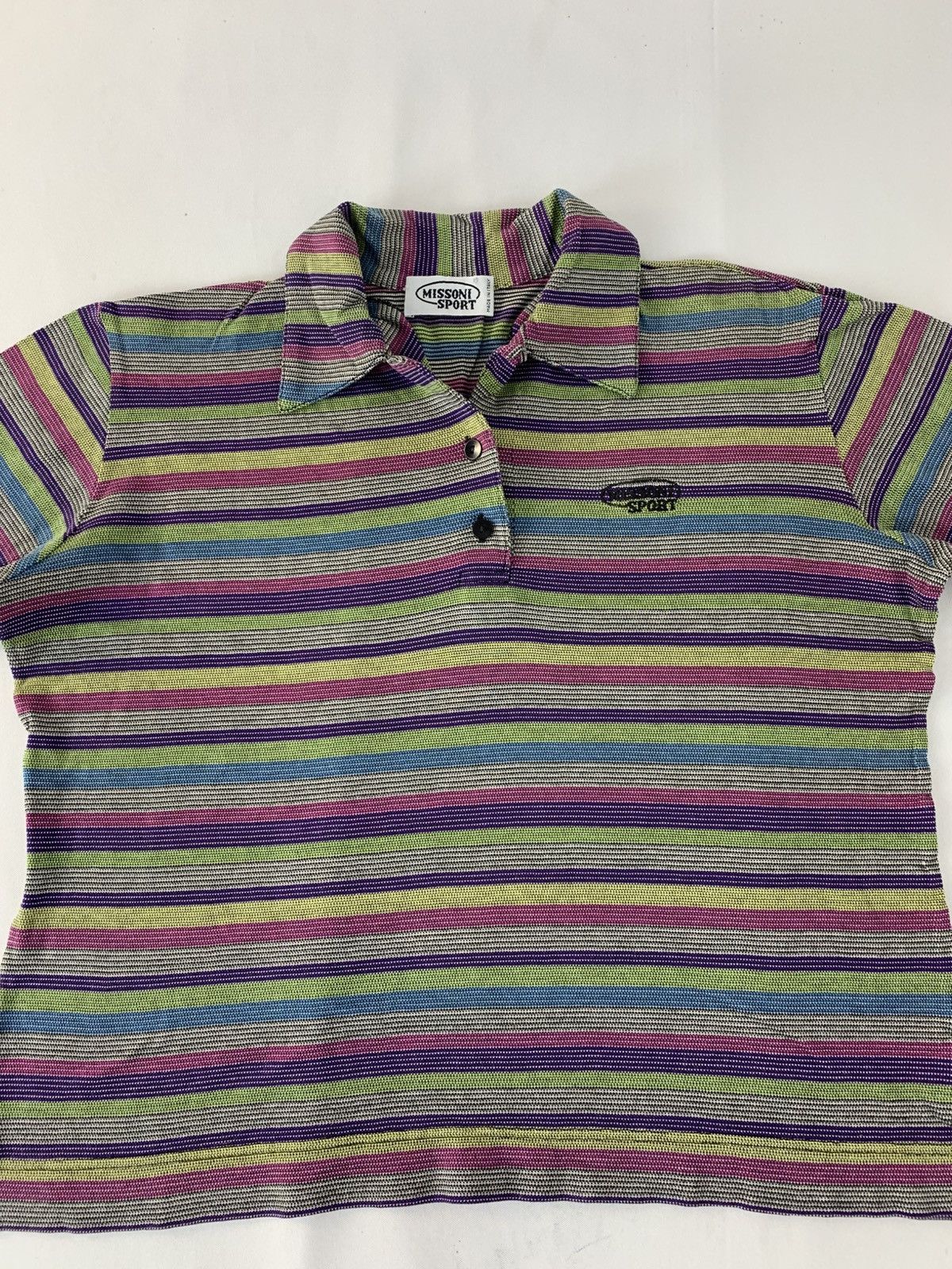 Missoni 90s Missoni Sport Italian Striped Multicolour Polo Tee Size US L / EU 52-54 / 3 - 3 Thumbnail
