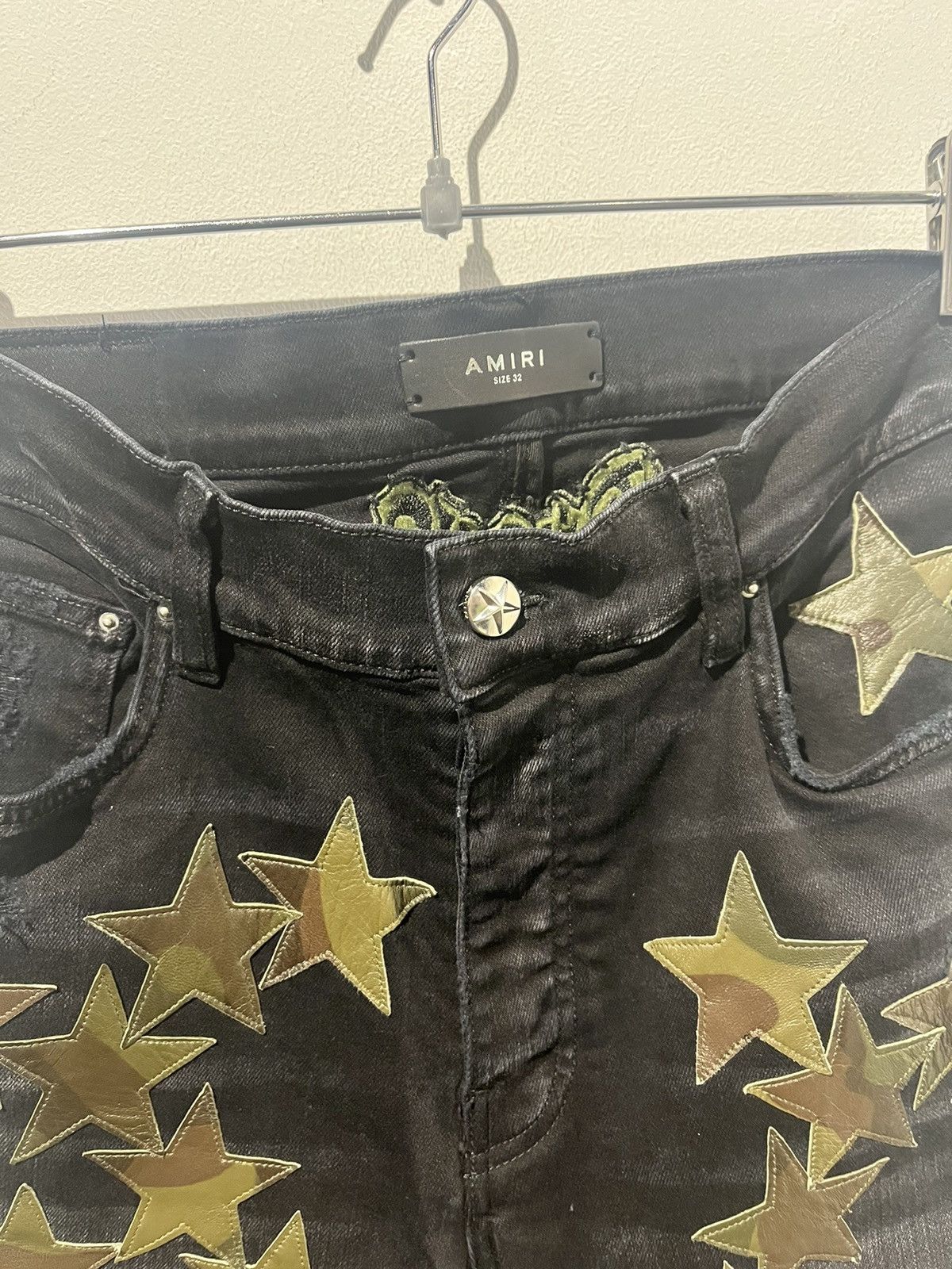 Amiri AMIRI CHEMIST RARE BLACK CAMO LEATHER STARS DENIM Size US 32 / EU 48 - 4 Thumbnail