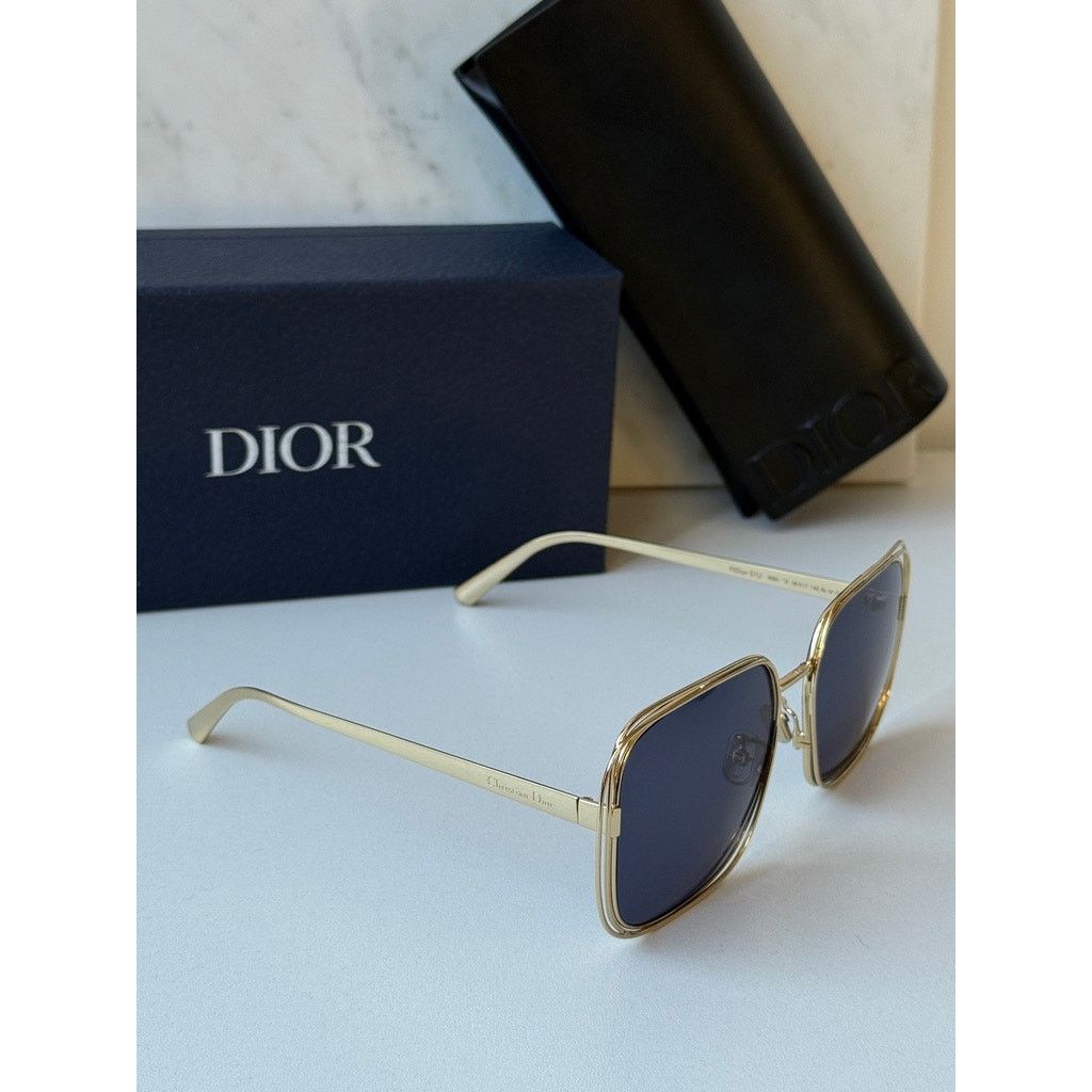 Dior NEW Dior FilDior S1U Square Sunglasses in Gold Blue Size ONE SIZE - 4 Thumbnail
