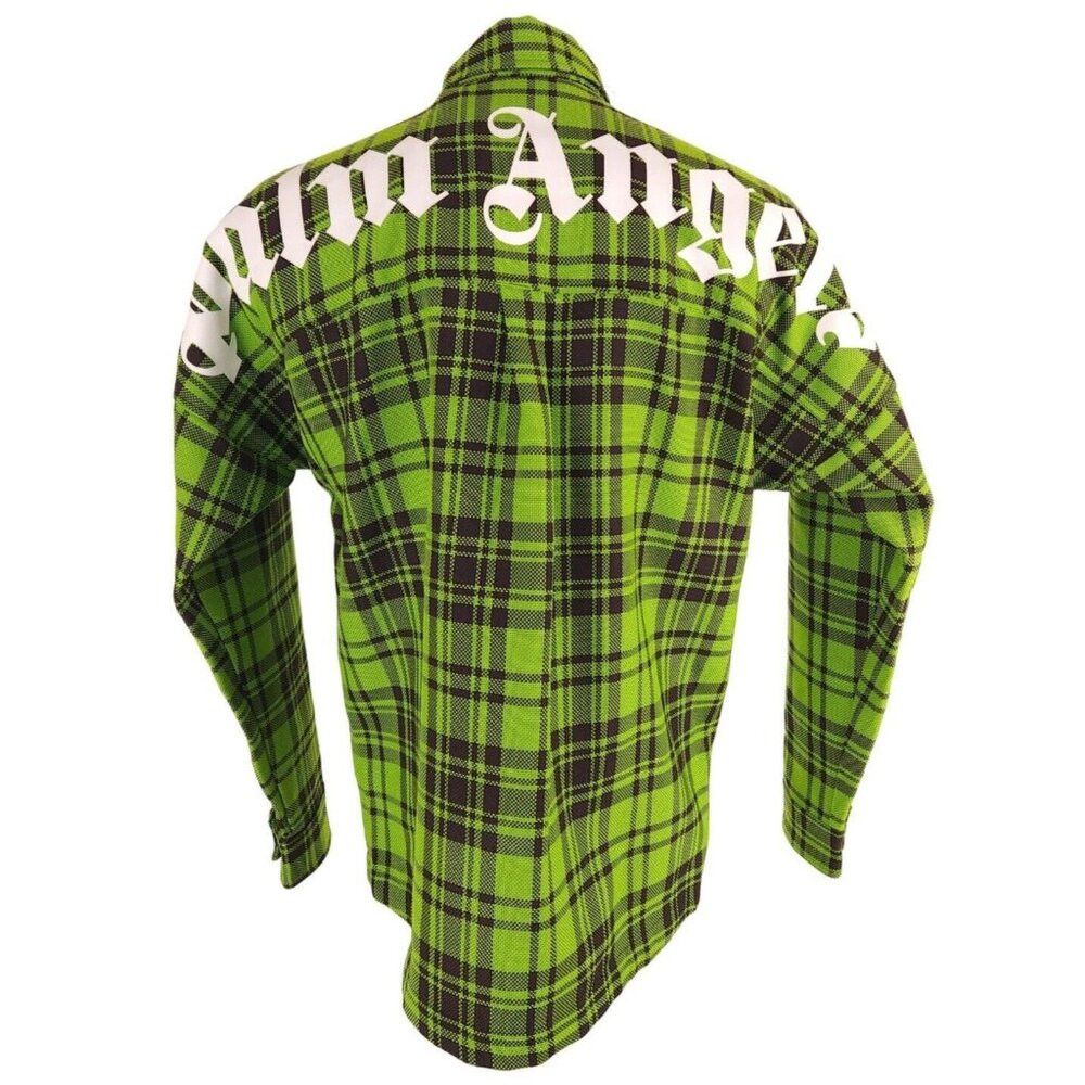 Palm Angels Palm Angels Logo Overshirt 44 XS Mens Green & White Plaid C Size US XS / EU 42 / 0 - 2 Thumbnail