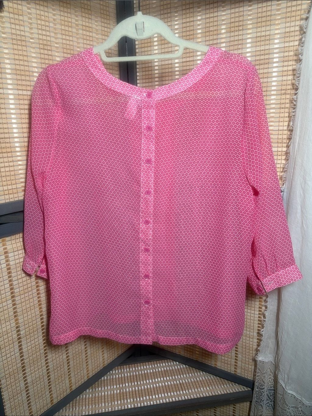 Other Women's Pink Patterned Pleat Front Blouse Size M / US 6-8 / IT 42-44 - 3 Thumbnail
