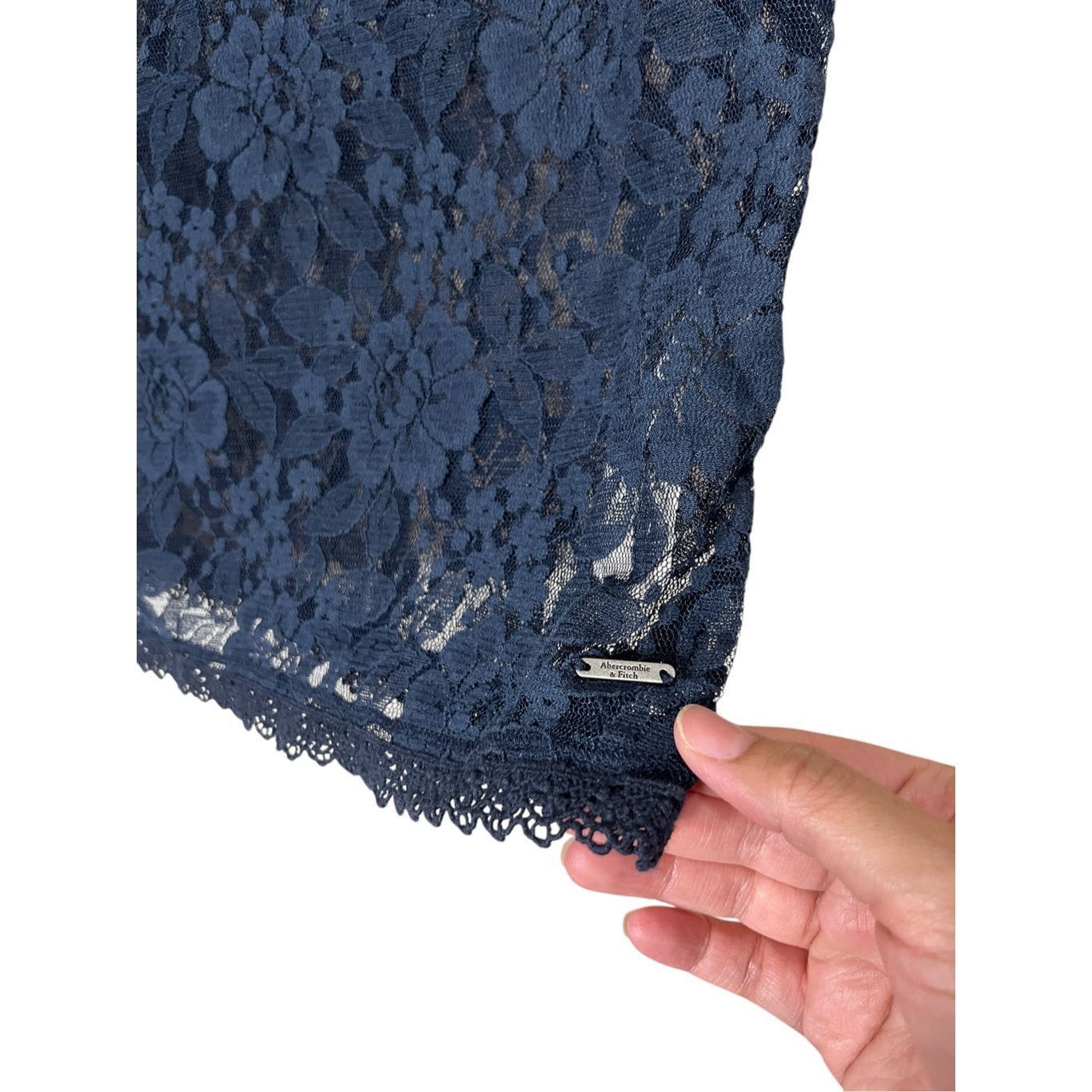 Abercrombie & Fitch Abercrombie & Fitch Womens Floral Lace Blouse Top Cap Sleeve Blue Size S Size S / US 4 / IT 40 - 3 Thumbnail