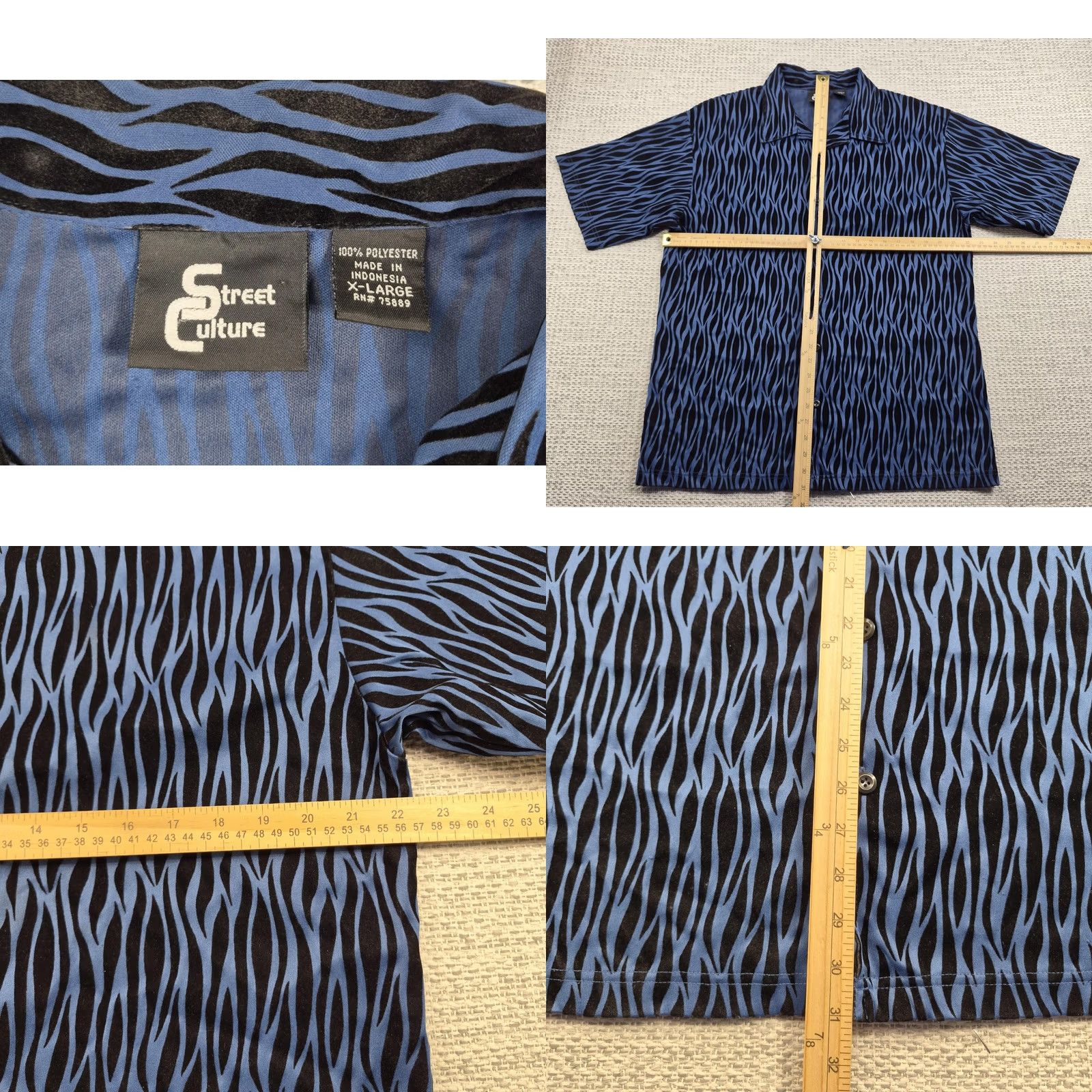 Velour Street Culture Button Up Shirt Mens XL Multicolor Graphic Print Casual Short Sleeve Velour Texture Size US XL / EU 56 / 4 - 8 Thumbnail