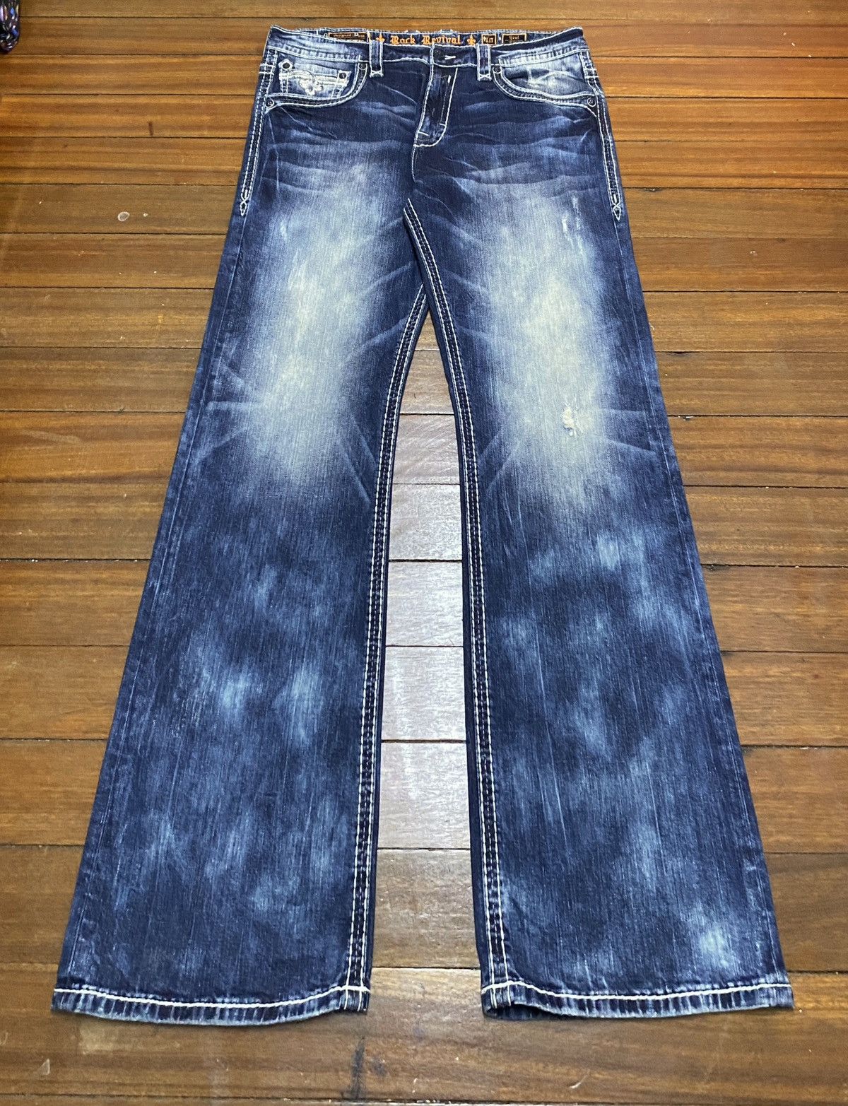 Rock Revival Very Rare Vintage Rock Revival Bleach Flared Jeans 1990s Size US 40 / EU 56 - 1 Thumbnail