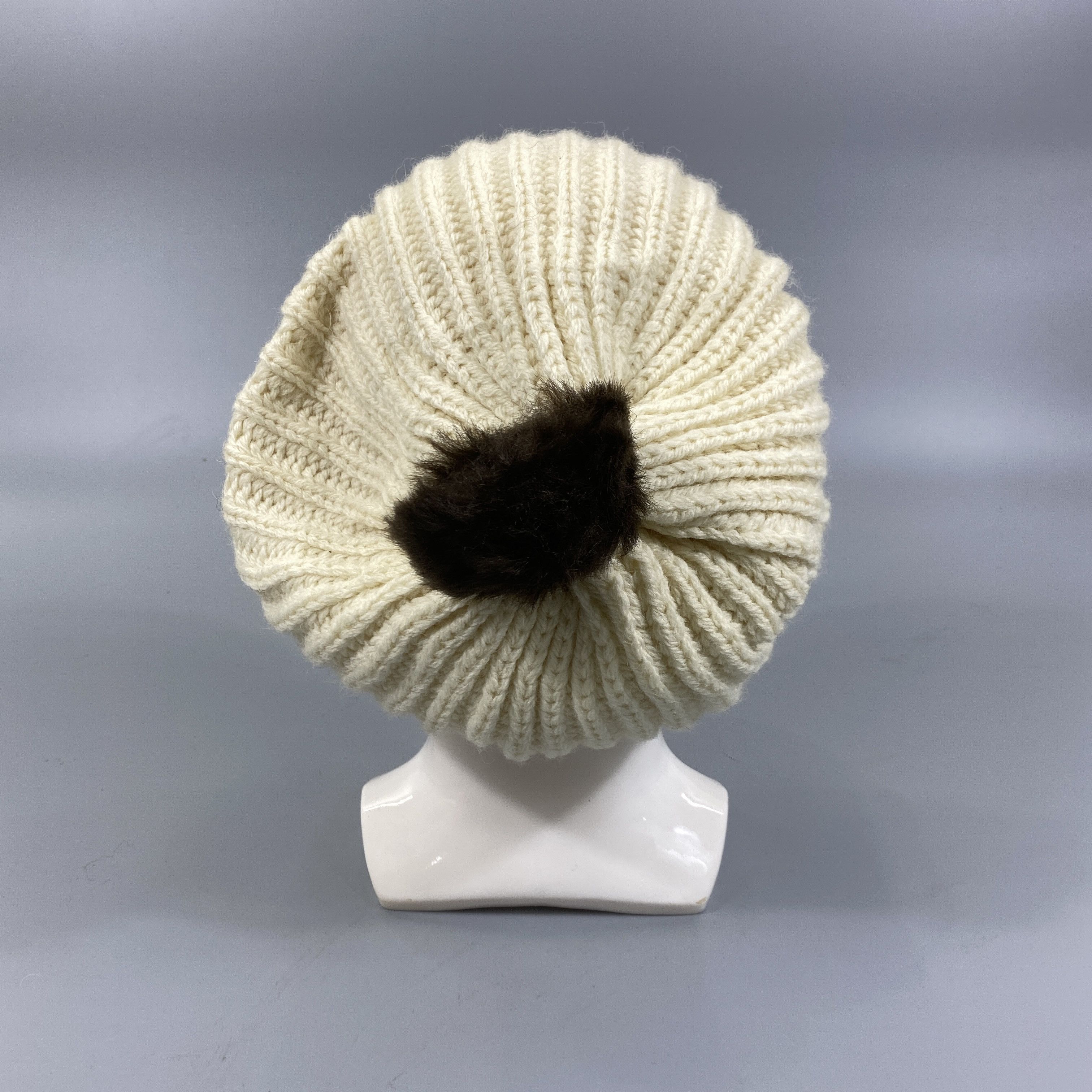 Highland Wool Natural Knit Pom Pom Beanie -BN700 Size ONE SIZE - 4 Thumbnail