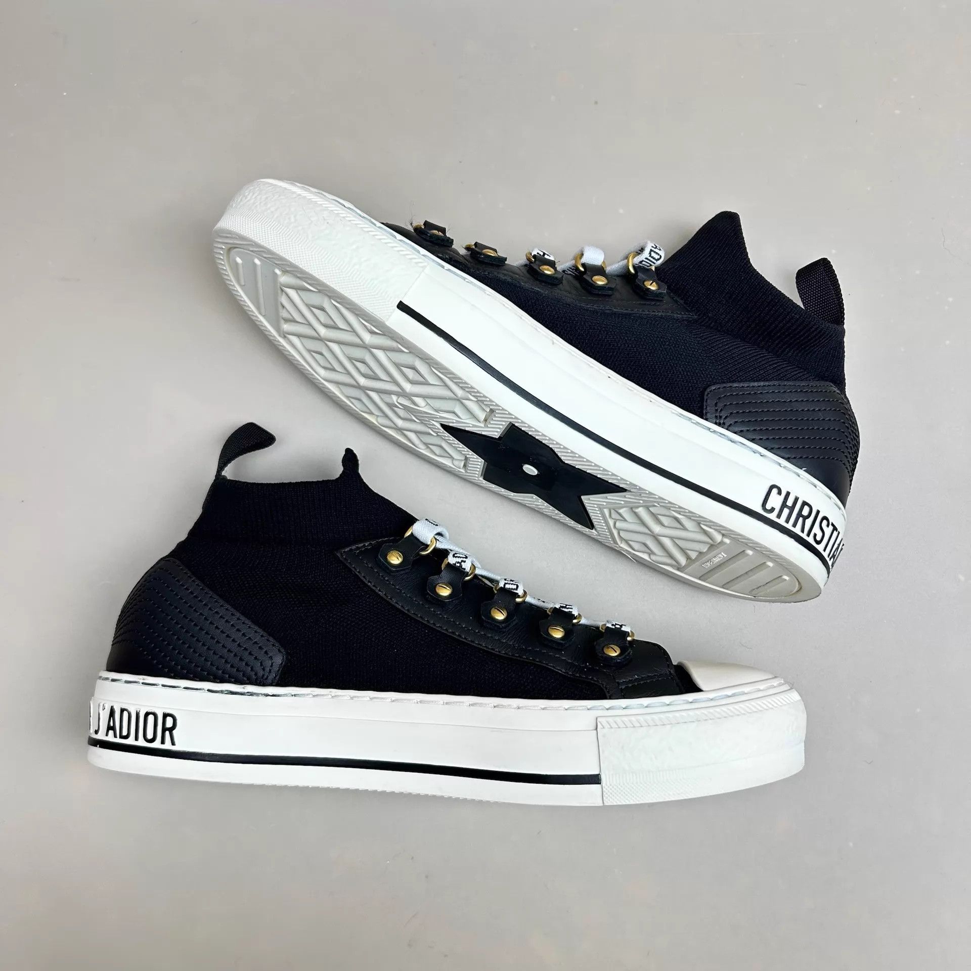 Dior Dior Black White Logo Lace-Up Sneakers 37 99 New Size US 6.5 / IT 36.5 - 4 Thumbnail