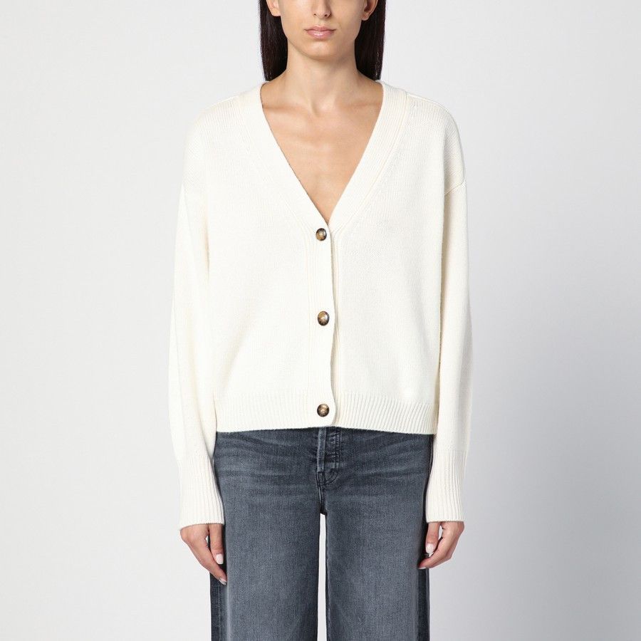 Loulou de Saison o1d2blof0824 Wool Cashmere Zanzibar Cardigan in White Size M / US 6-8 / IT 42-44 - 1 Thumbnail