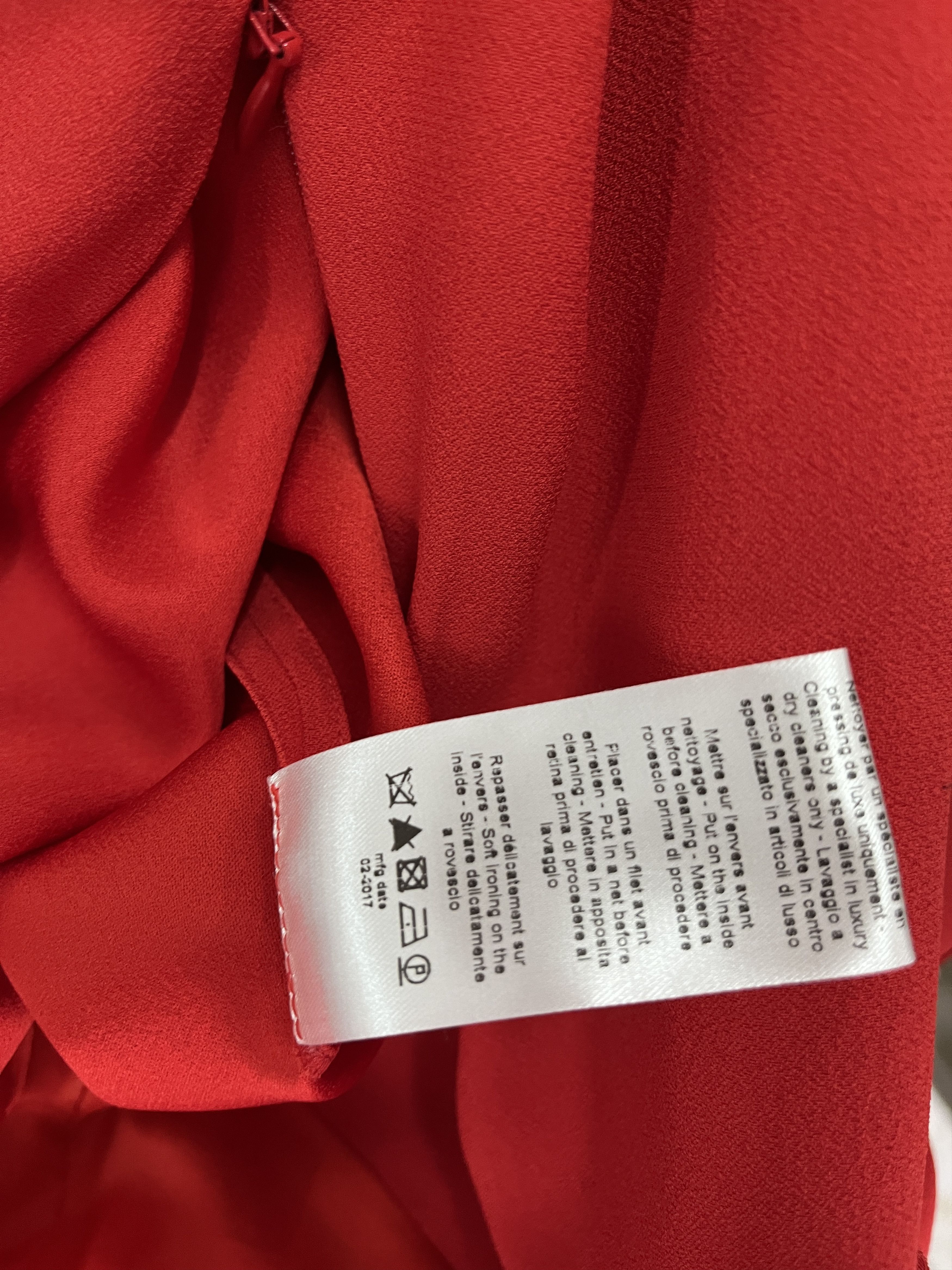 Valentino Lanvin Red Sheer And Open Long Sleeves Draped Long Dress Size XXS / US 00 / IT 34 - 10 Thumbnail